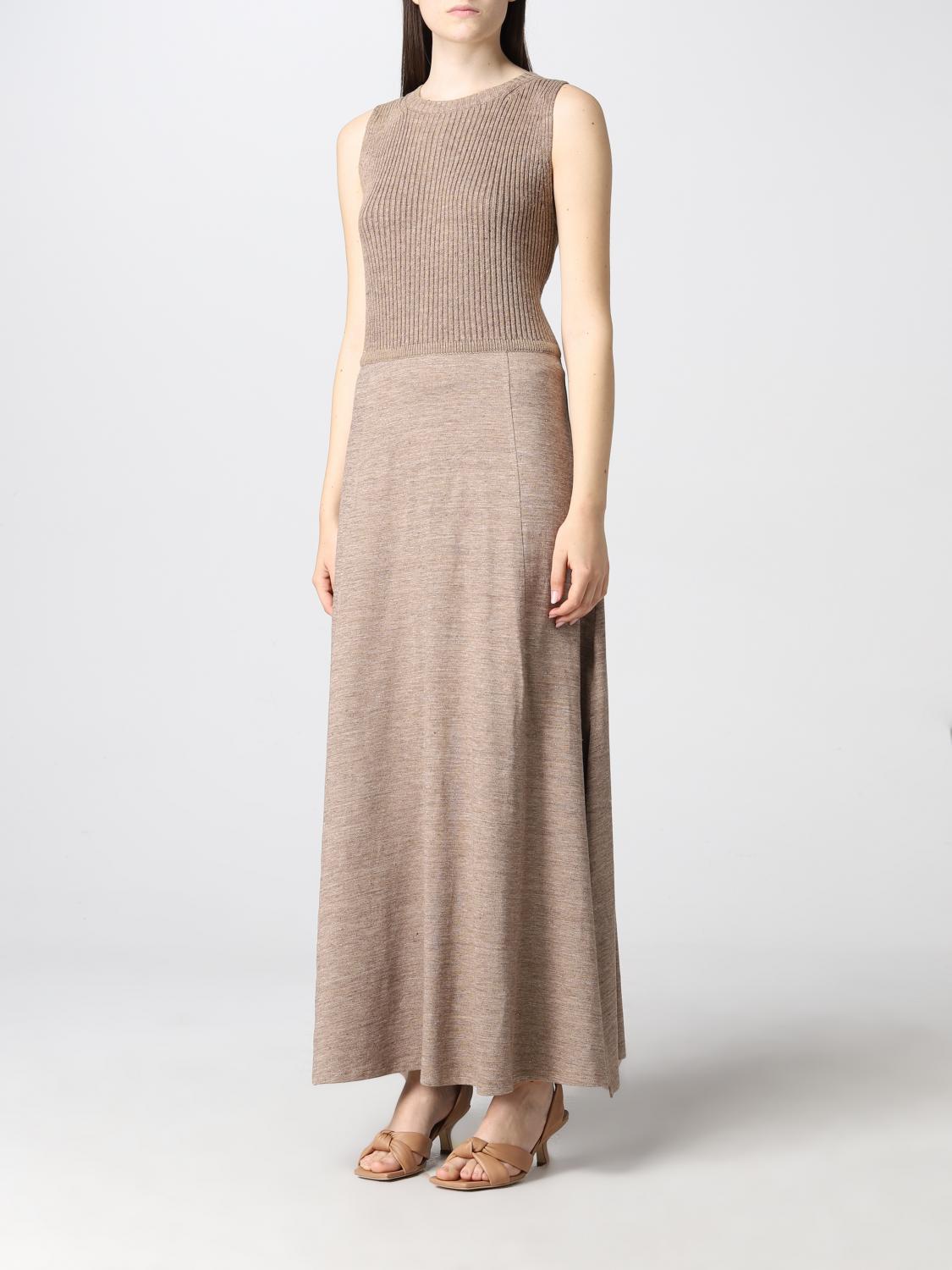 MAX MARA: Abito in misto lino e viscosa - Mattone | Abito Max Mara  16210222600 GIGLIO.COM