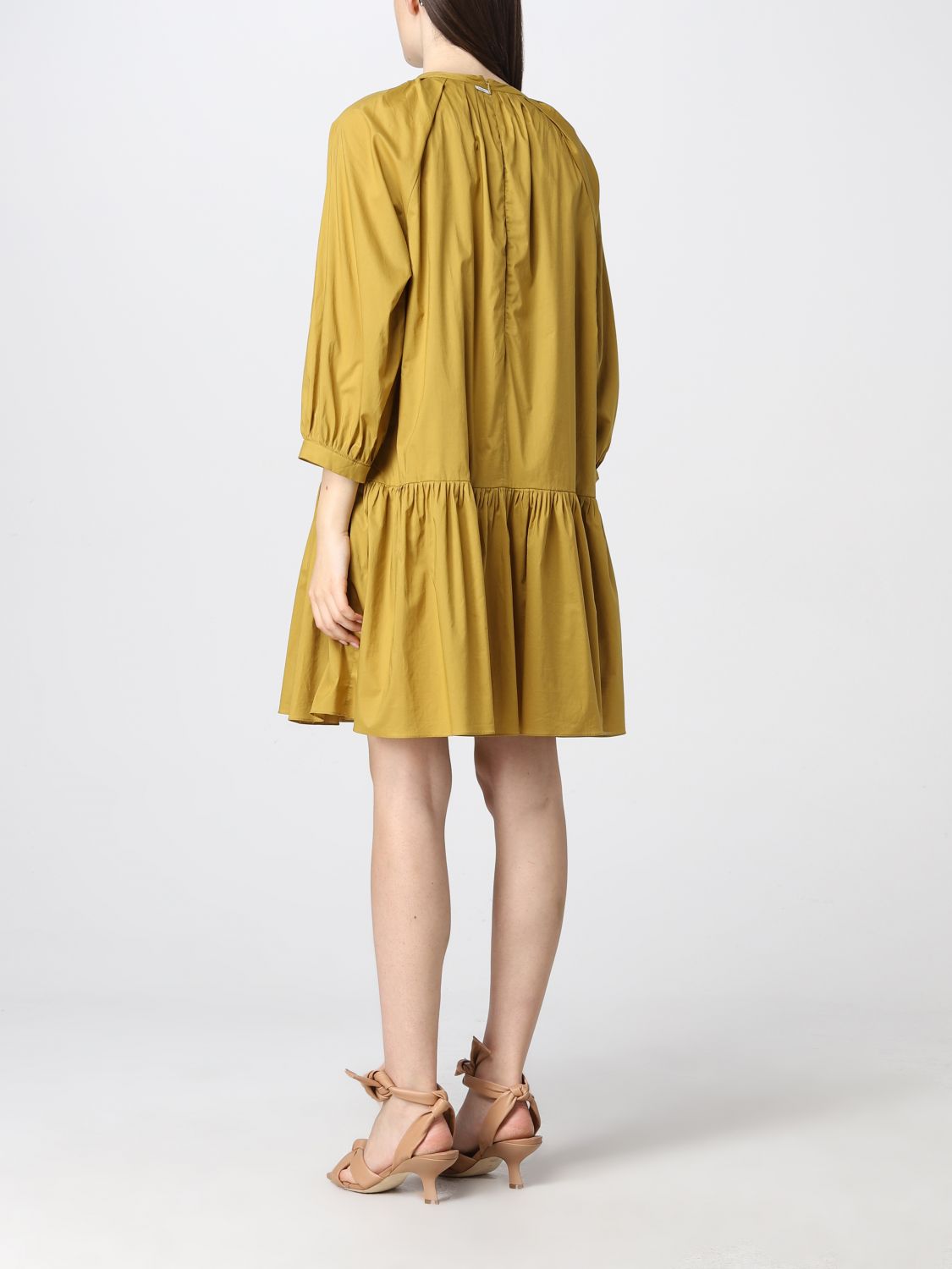 MAX MARA: cotton short dress - Yellow | Max Mara dress 92213122600 ...