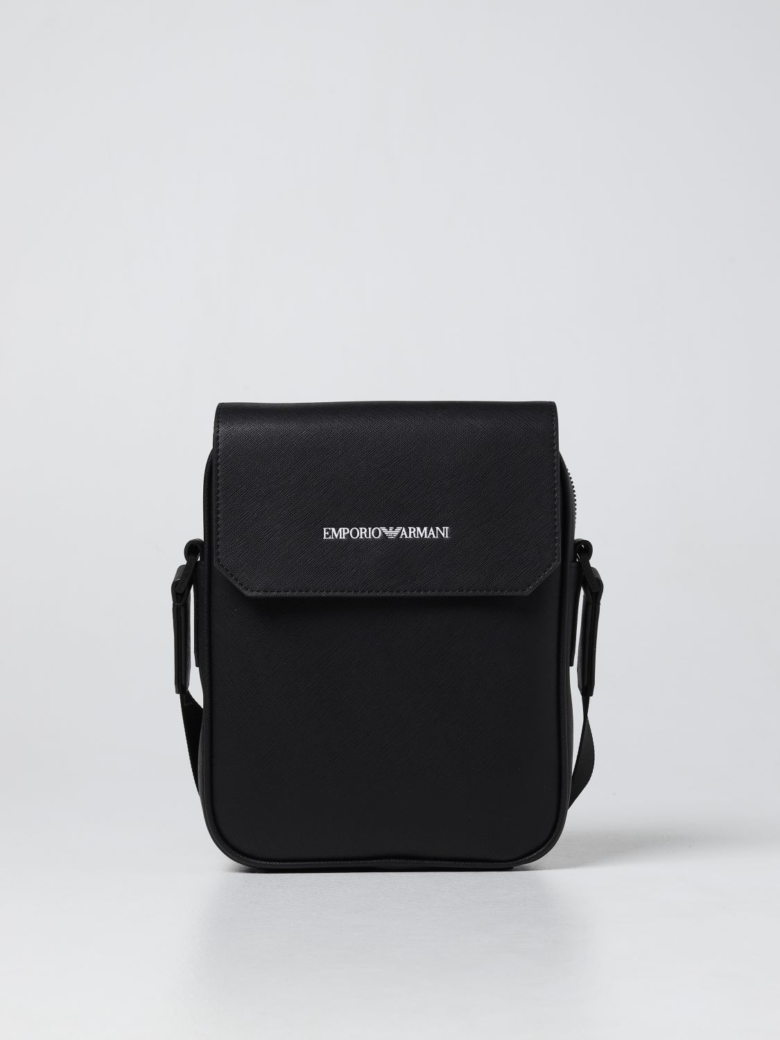 EMPORIO ARMANI: Messenger bag in regenerated leather - Black  Emporio  Armani shoulder bag Y4M242Y020V online at