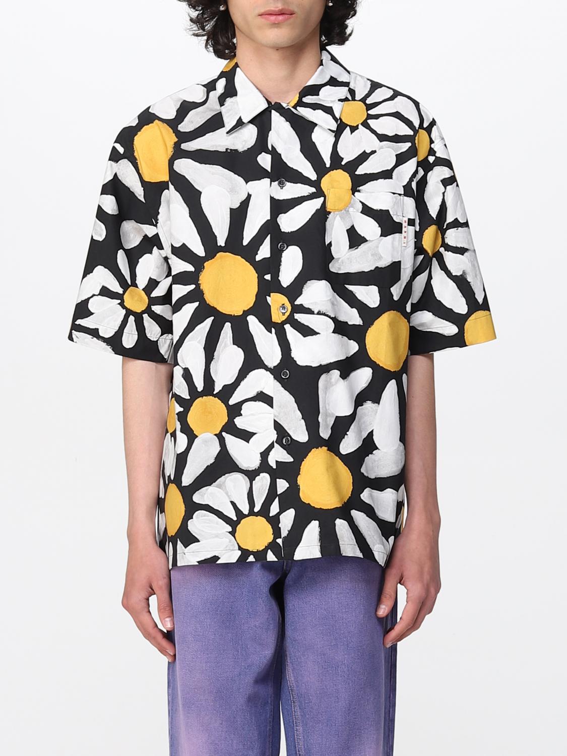 Marni Bowling Shirt With Euphoria Print In Black | ModeSens