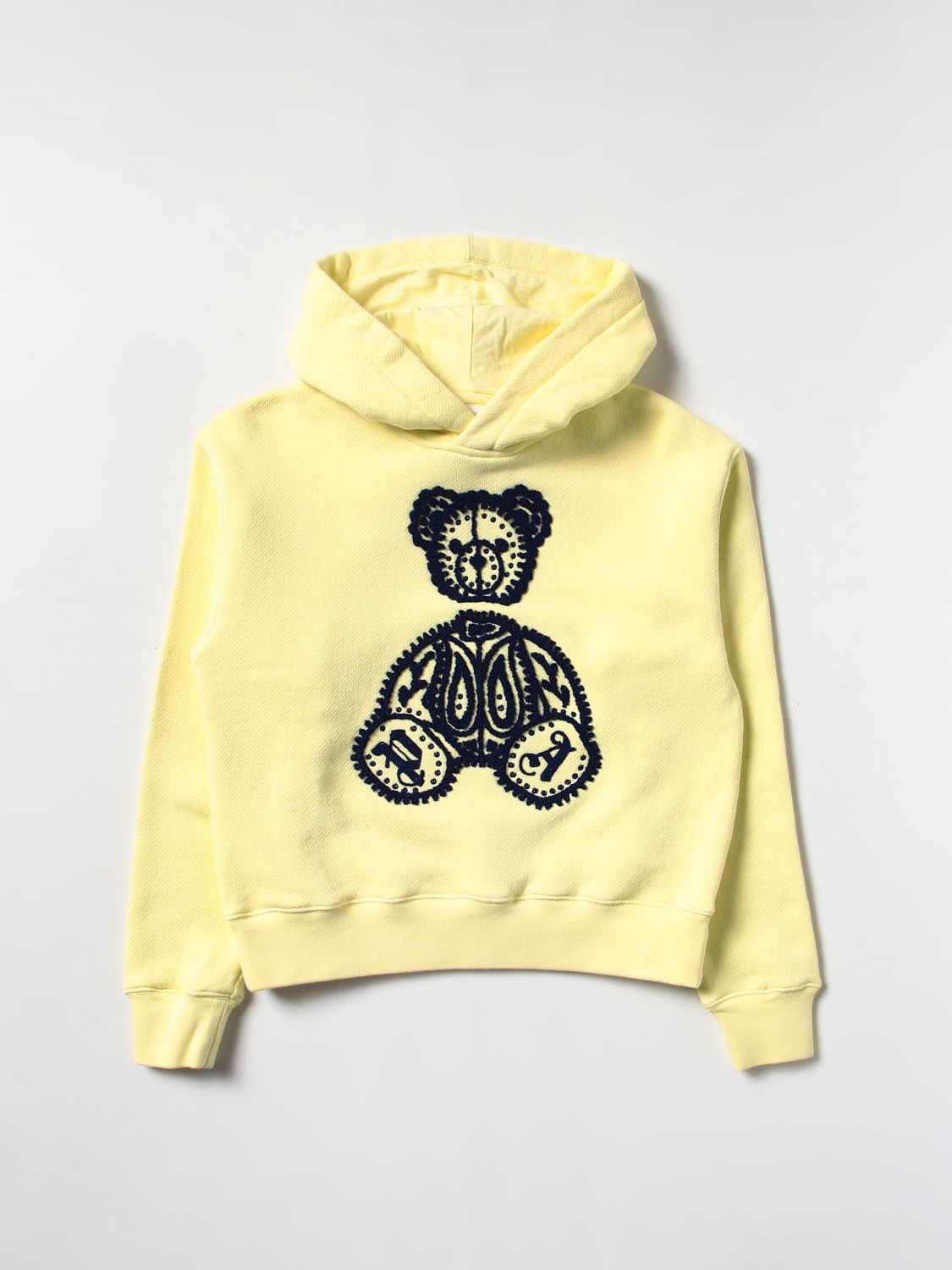 Palm Angels Kids' Jumper With Embroidered Teddy Bear In Yellow