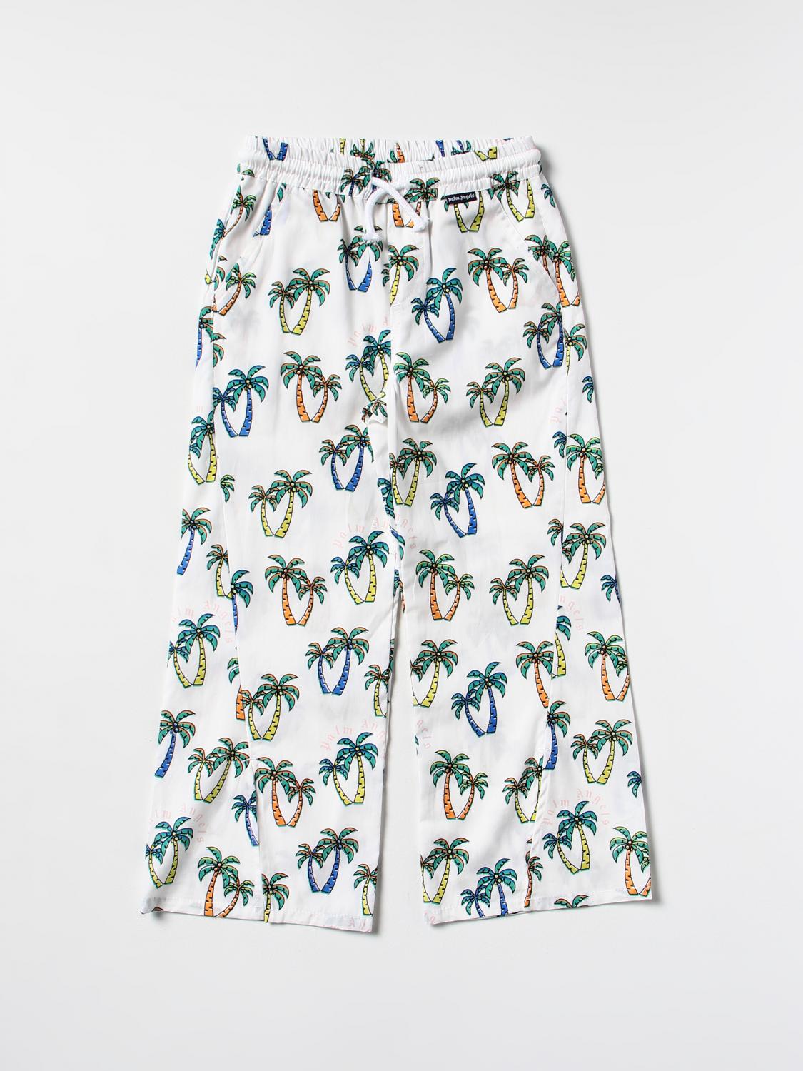 PALM ANGELS: Pantalone in cotone - Bianco | Pantalone Palm Angels  PGCA004S22FAB001 GIGLIO.COM