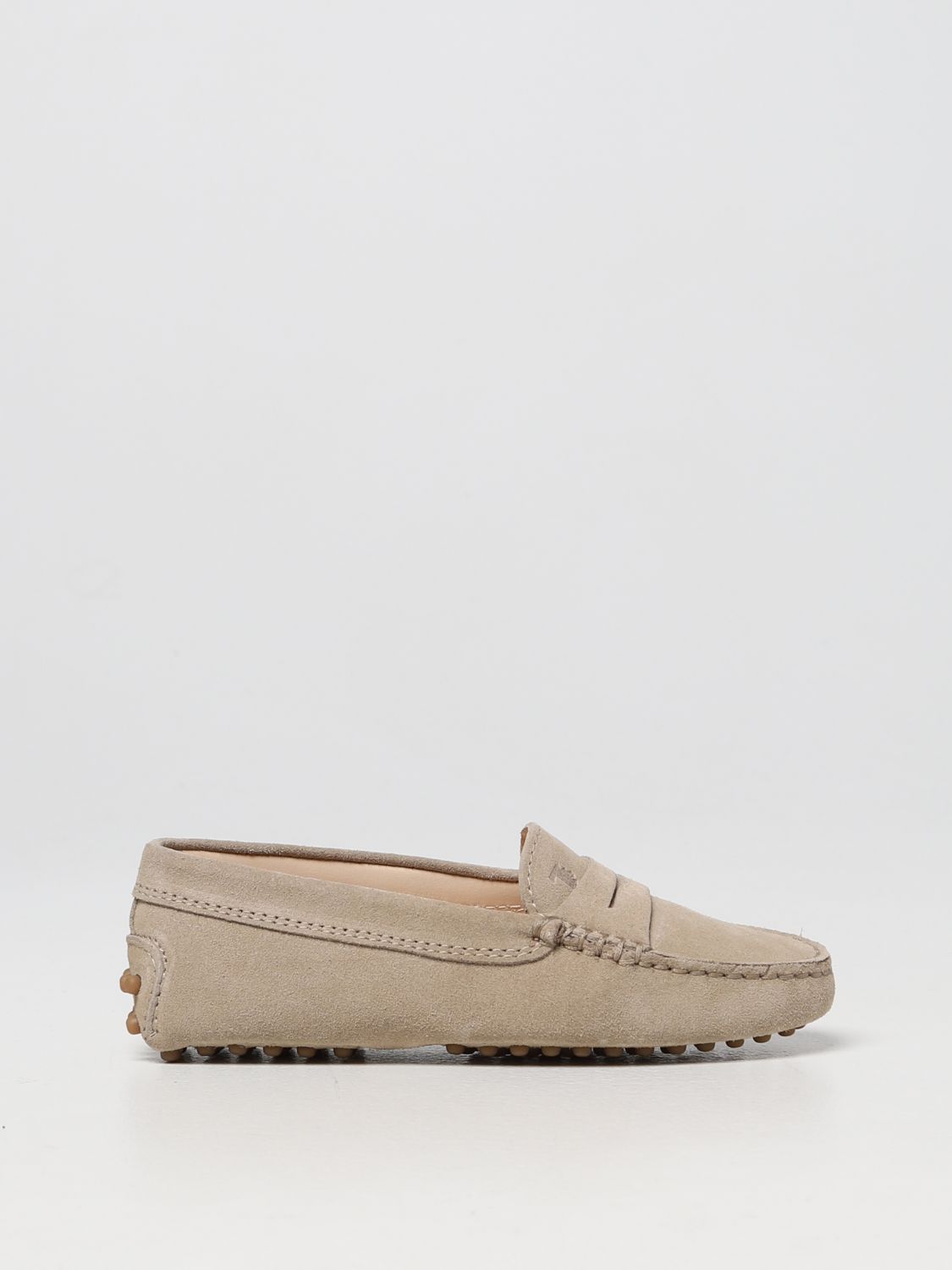 Tod's Kids' Suede Flat Loafers In Dove Grey