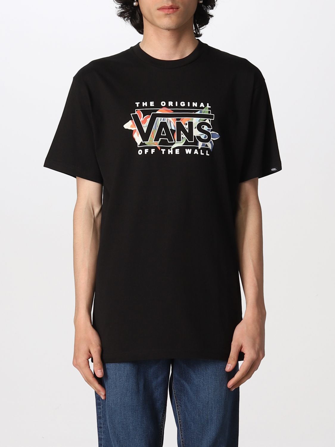 VANS: T-shirt with logo print - Black | Vans t-shirt VN0A7PK9 online on ...