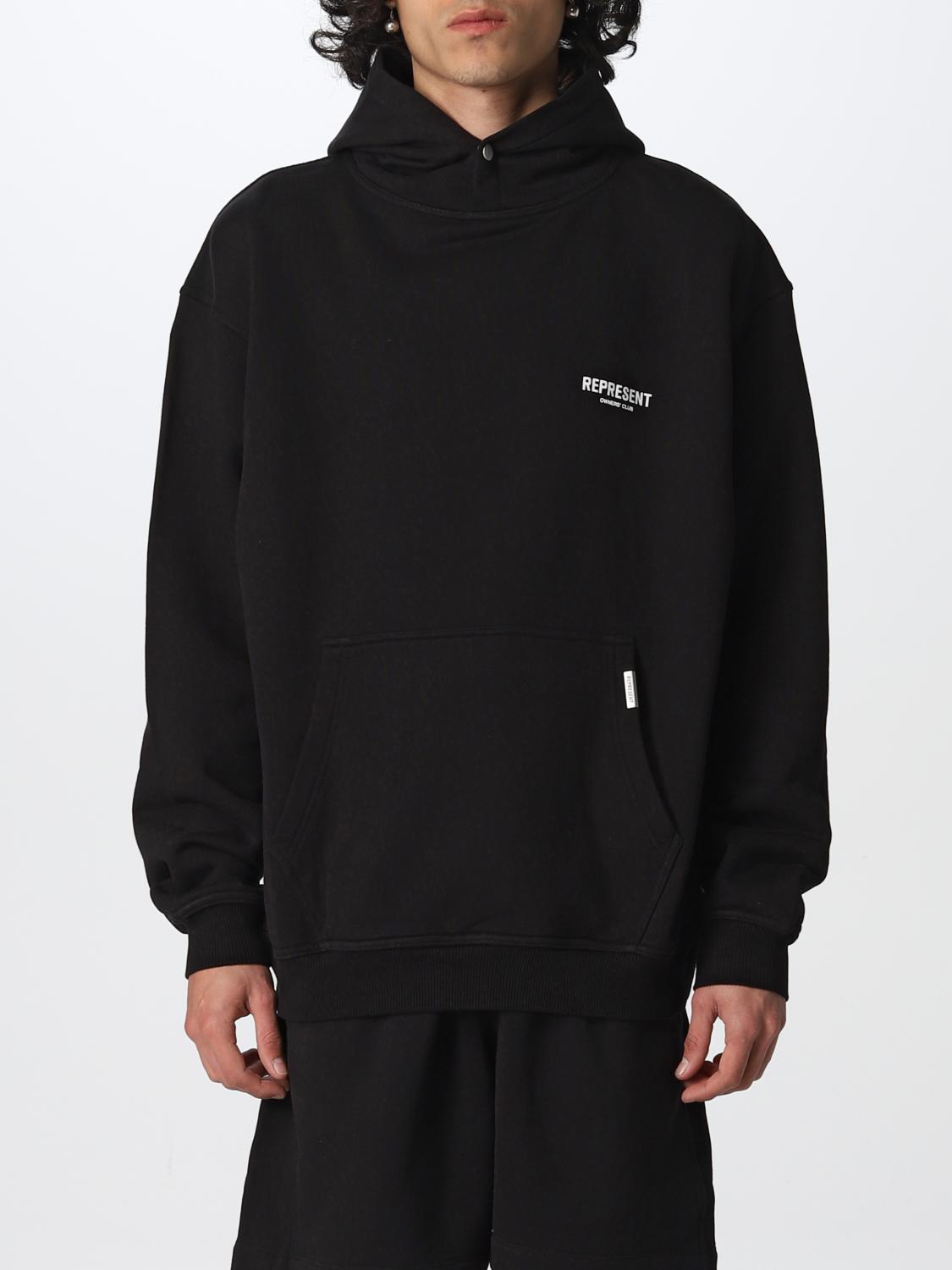 Represent Cotton Sweatshirt With Logo Print In Black