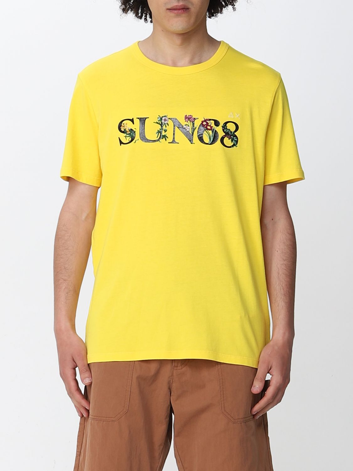 Sun 68 Outlet: t-shirt for man - Yellow | Sun 68 t-shirt T32109 online ...