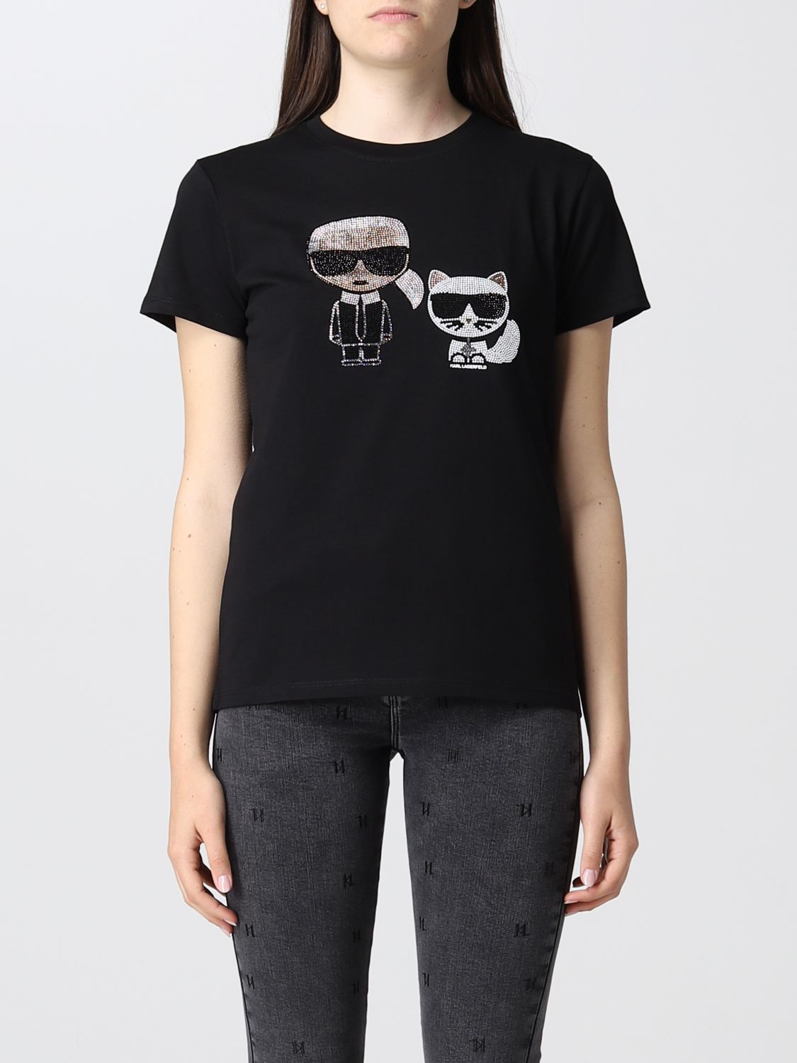 KARL LAGERFELD: t-shirt for woman - Black | Karl Lagerfeld t-shirt ...