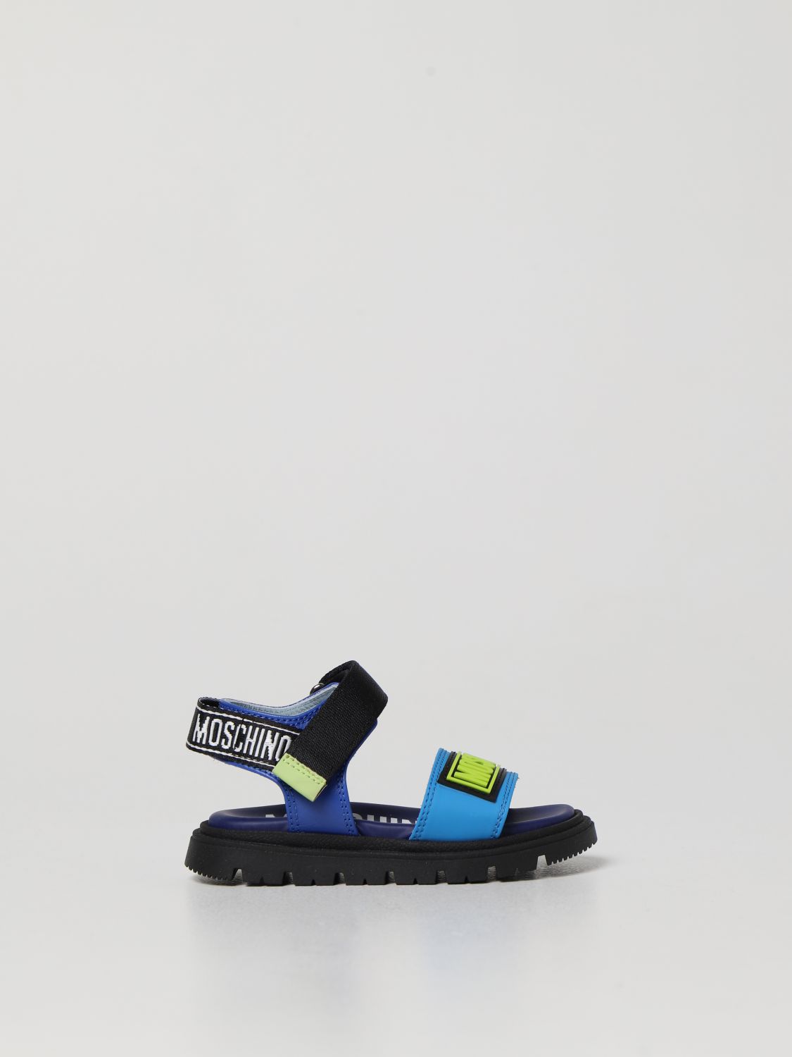 Moschino Kid Kids' Moschino Baby Smooth Leather Sandals In Blue