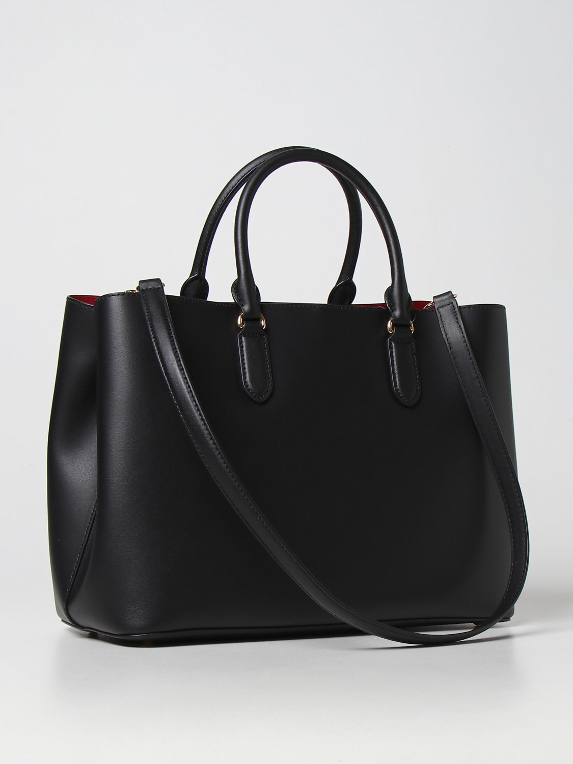 Buy Ralph Lauren Tote Bags Online Usa - Geo-Motif Woven Leather Large Perri  Womens Black/Snow White