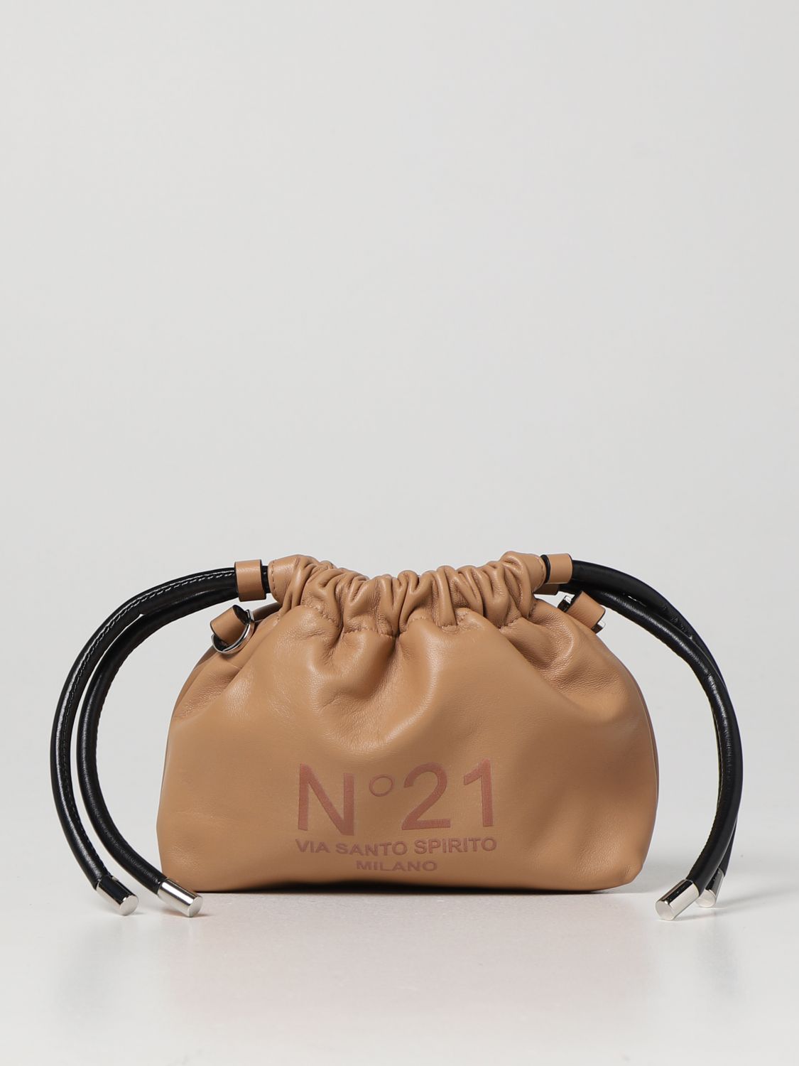 N°21 Eva Pouch N ° 21 In Leather With Logo In Brown