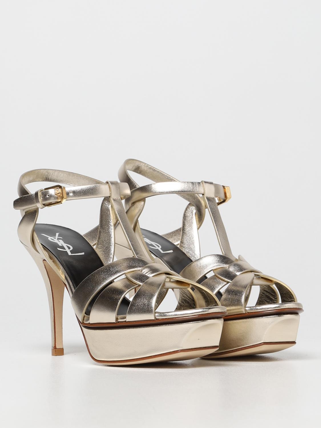 SAINT LAURENT: Sandalias planas mujer - Platino | Sandalias De Tacón Saint  Laurent 5351820PS00 GIGLIO.COM