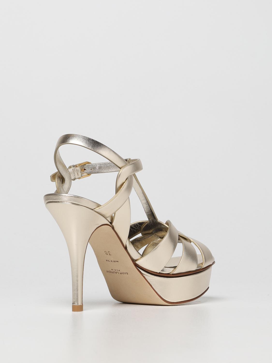 SAINT LAURENT: Sandalias planas mujer - Platino | Sandalias De Tacón Saint  Laurent 5351820PS00 GIGLIO.COM