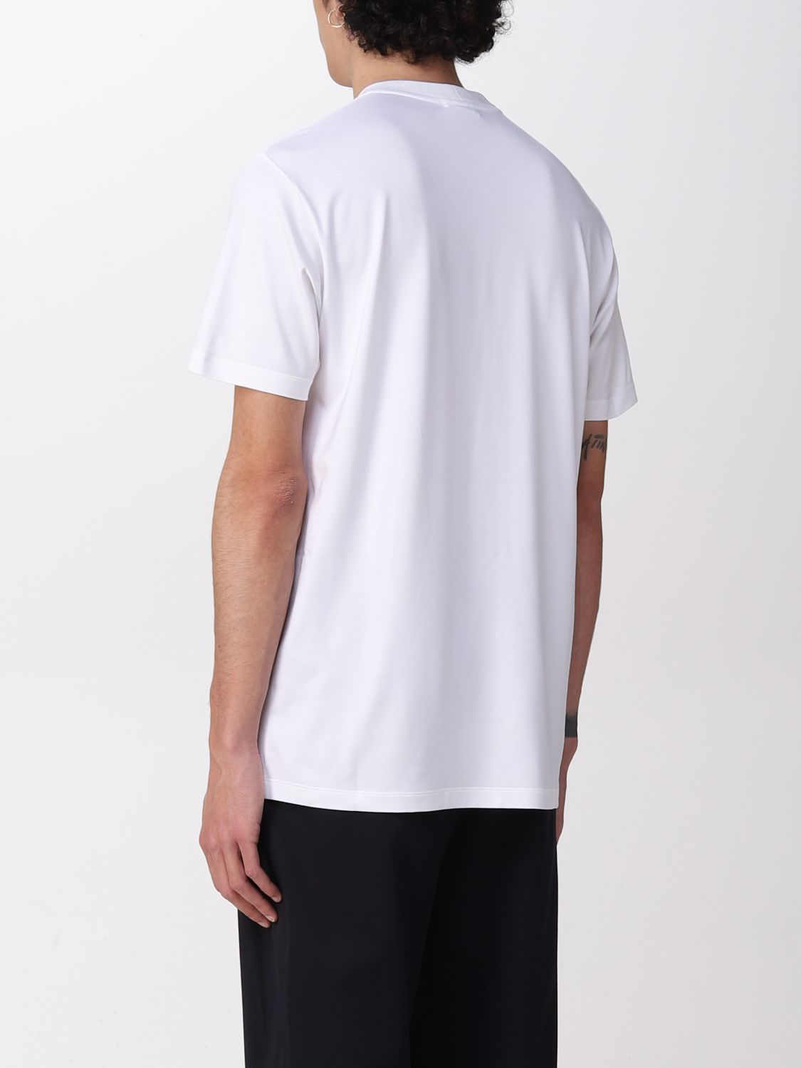 T-shirt Giorgio Armani: T-shirt Giorgio Armani con logo ricamato bianco 3