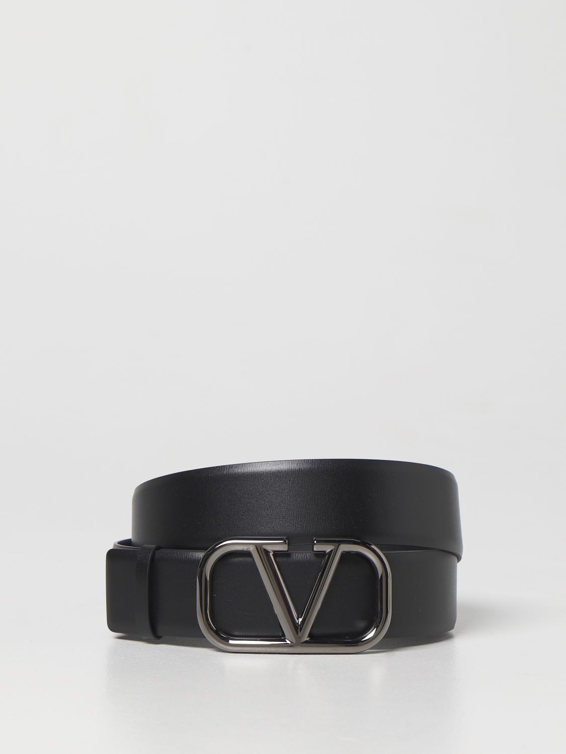 Belt Valentino Garavani: Valentino Garavani leather belt with VLogo buckle black 1