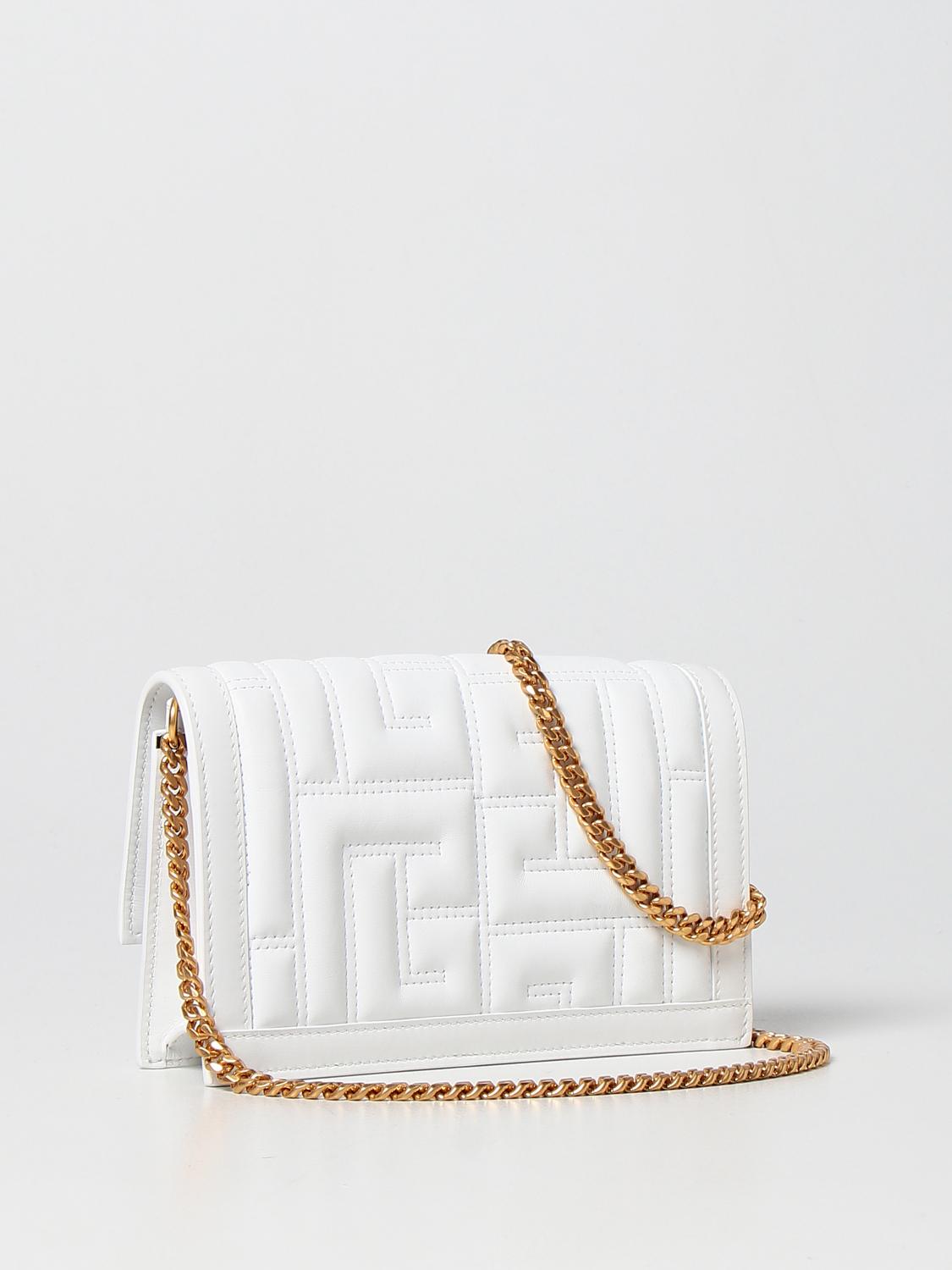 BALMAIN: Borsa 1945 in pelle con motivo monogram - Bianco | Borse A Tracolla  Balmain XN0KD649LNQD GIGLIO.COM