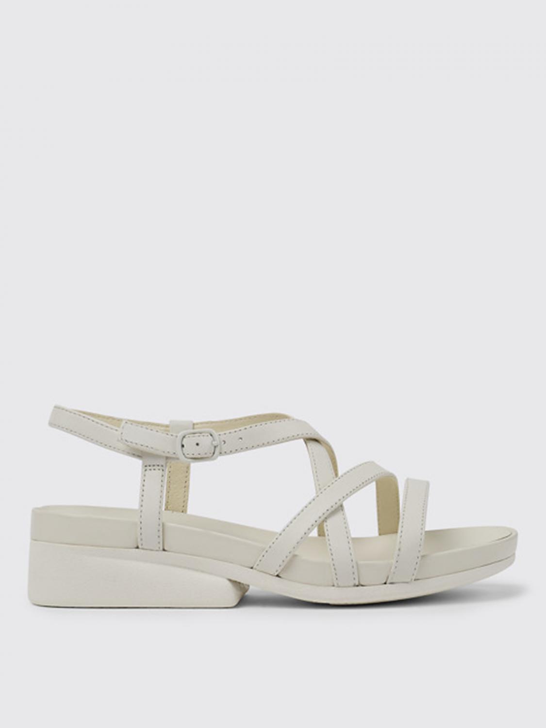 camper white sandals