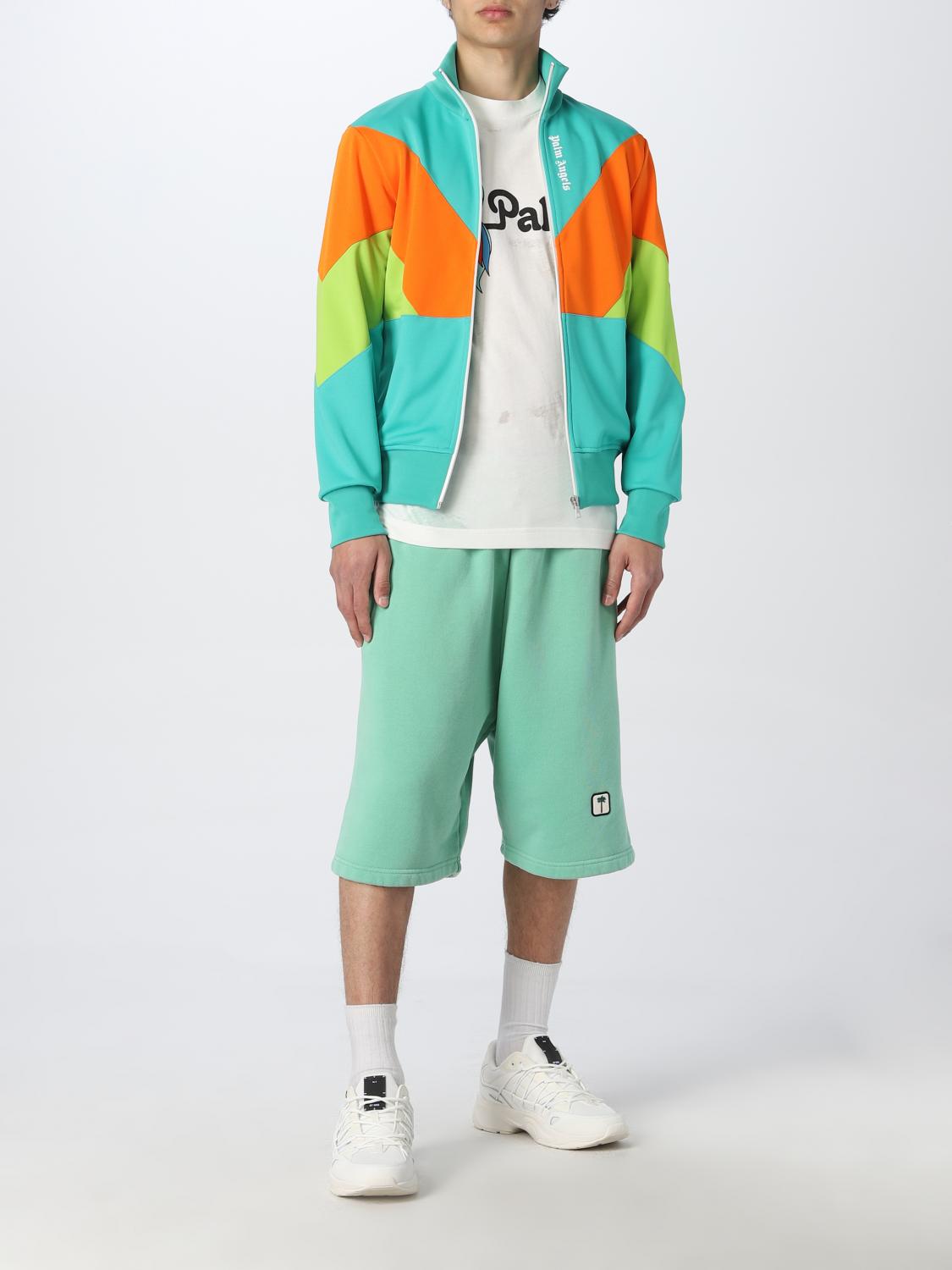 PALM ANGELS: Felpa Track color block - Verde | Felpa Palm Angels  PMBD034S22FAB001 GIGLIO.COM