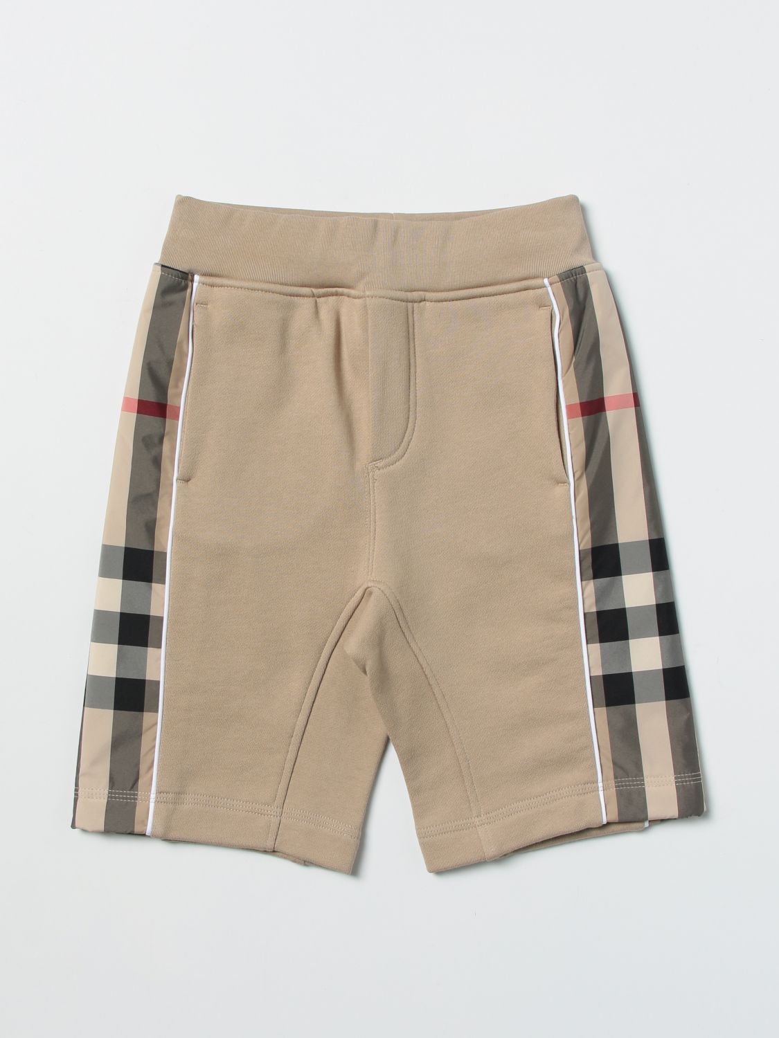 Pantaloncino in cotone con inserti tartan Giglio.com Abbigliamento Pantaloni e jeans Shorts Pantaloncini 