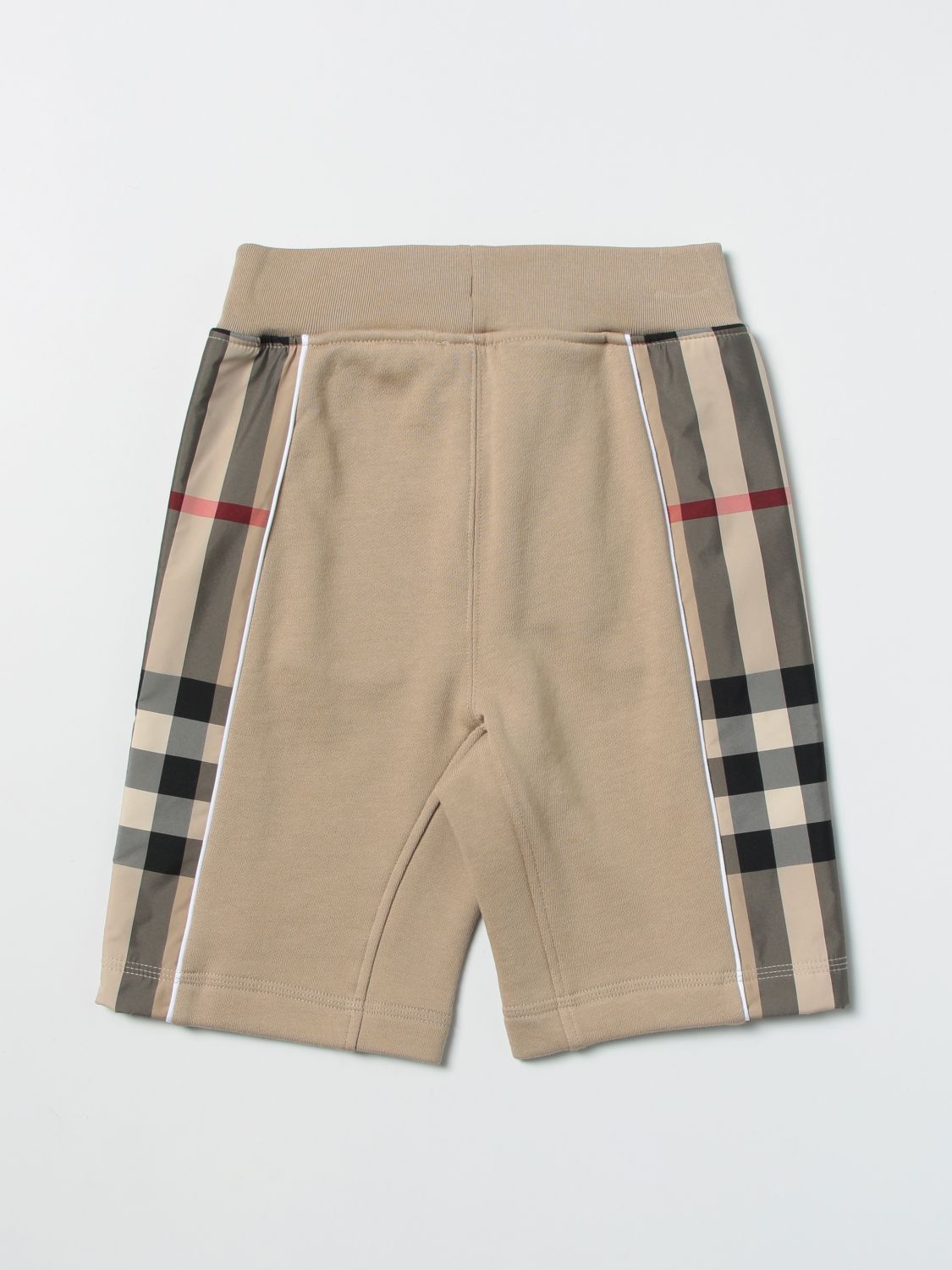 BURBERRY: cotton shorts with tartan details - Beige | Burberry shorts 8051437 online on GIGLIO.COM