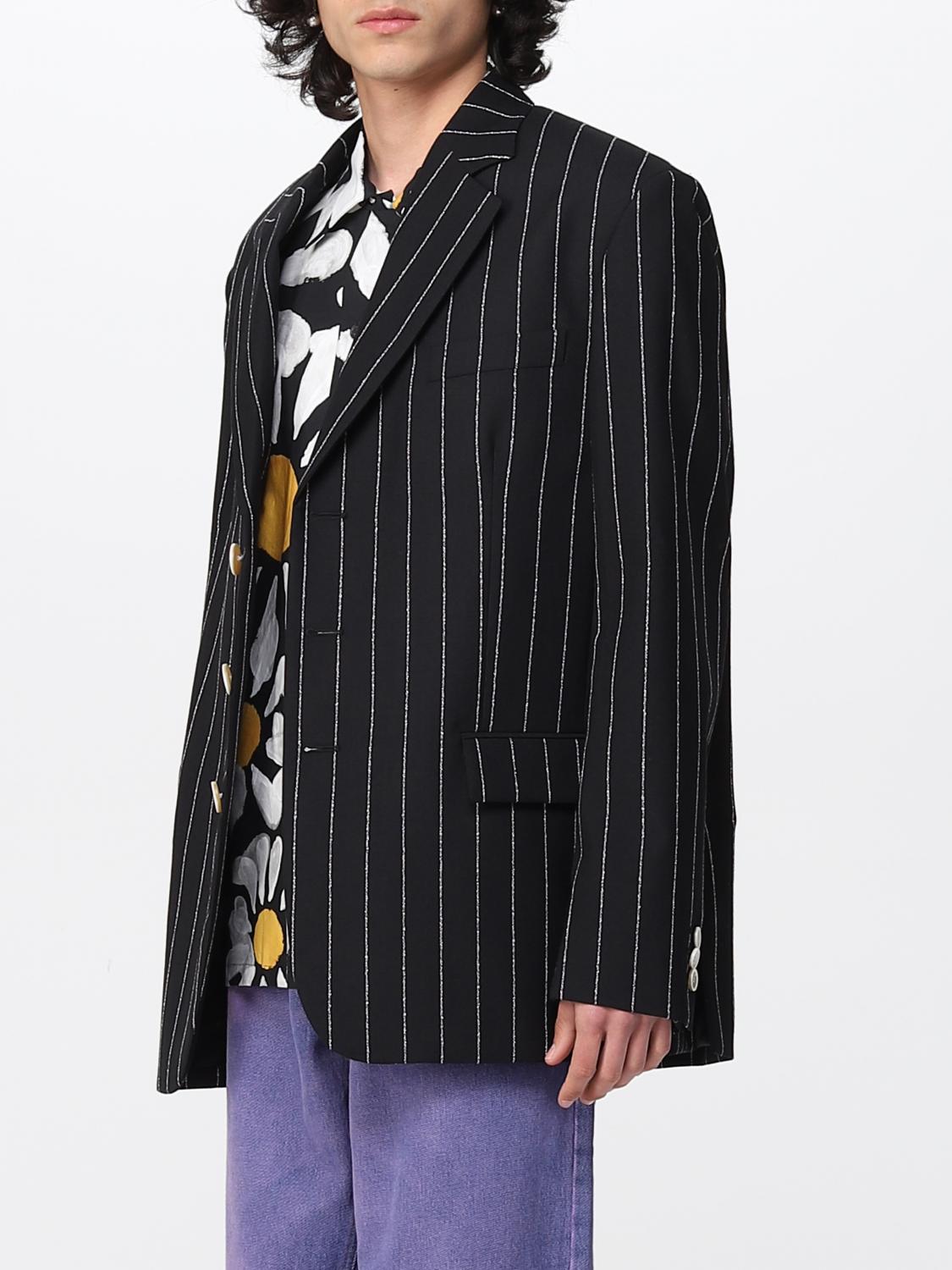 MARNI: Blazer gessato - Nero | Blazer Marni GUMU0080U0UTW951 GIGLIO.COM