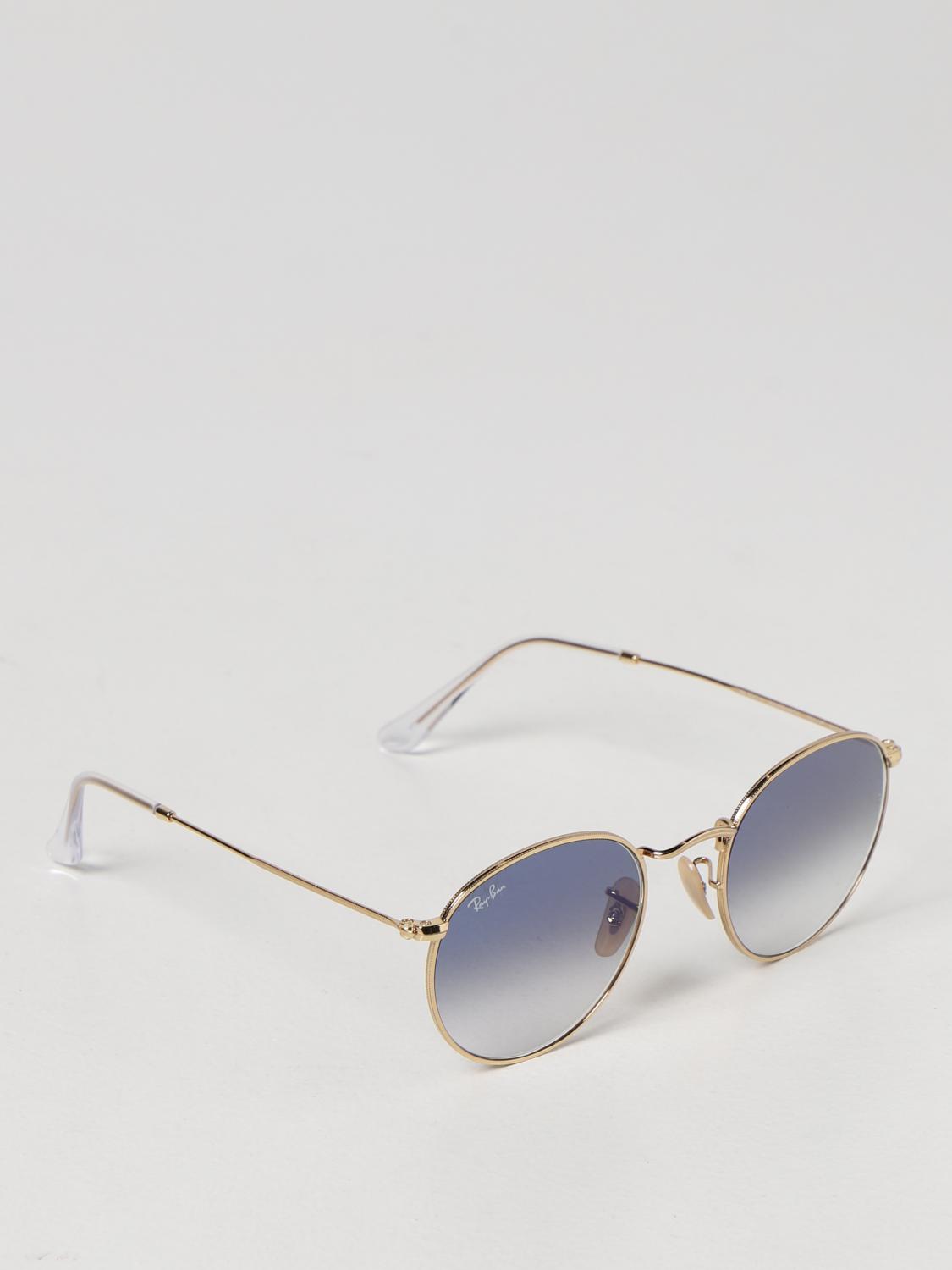 RAY-BAN: Round Metal Flat sunglasses in metal - Gnawed Blue | Glasses Ray- Ban RB 3447-N ROUND METAL FLAT GIGLIO.COM