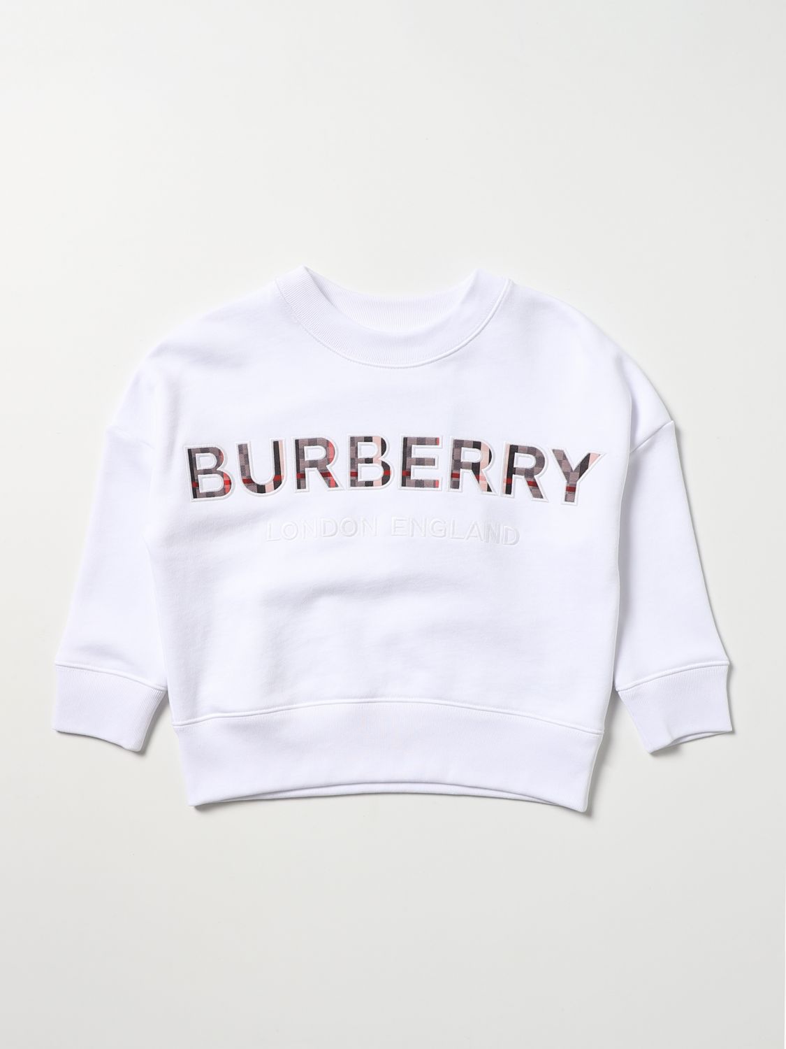 Burberry Outlet: sweatshirt with embroidered logo - White | Burberry  sweater 8047437 online on 