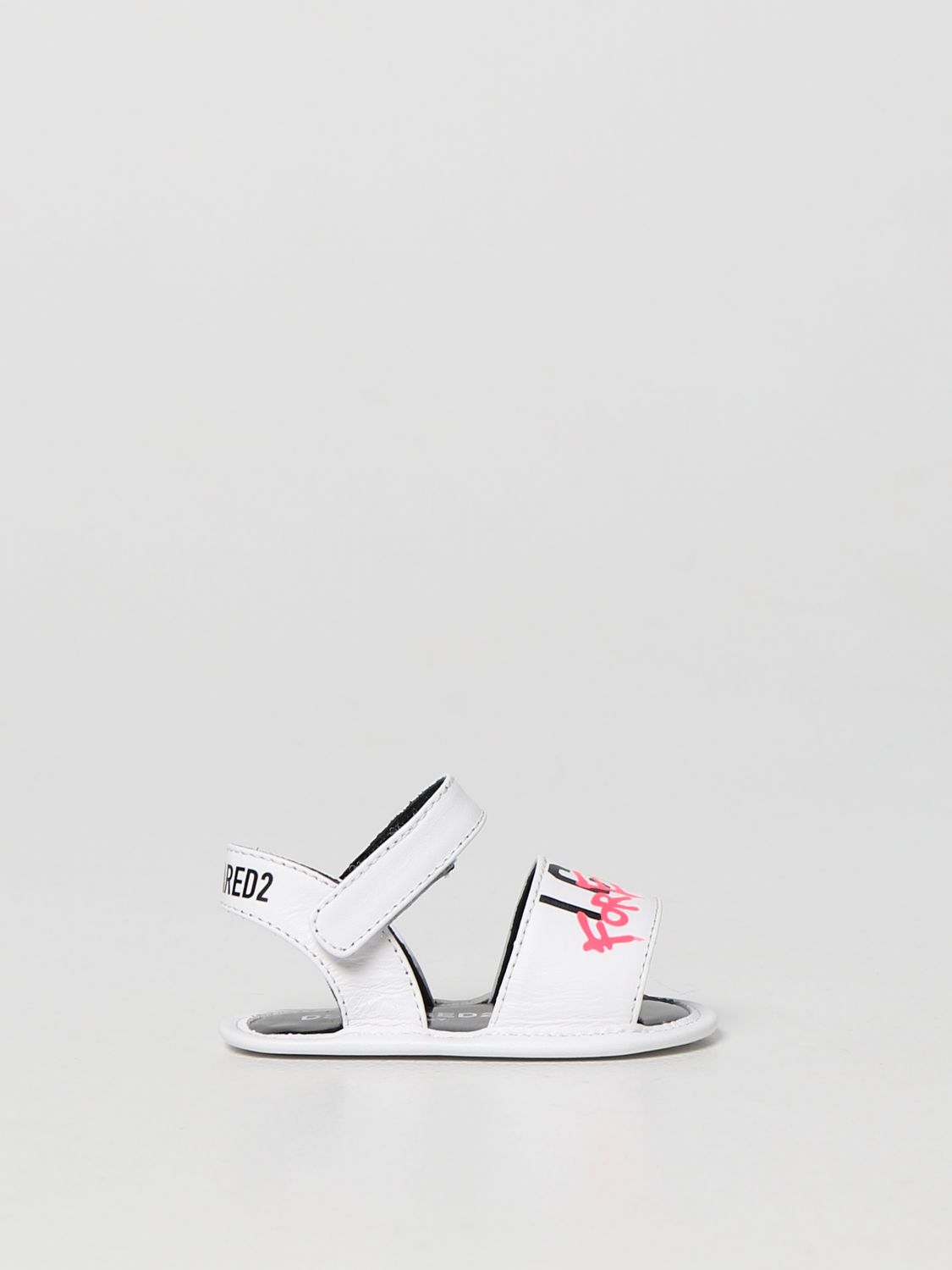 Dsquared2 Junior Babies' Icon  Leather Sandals In White