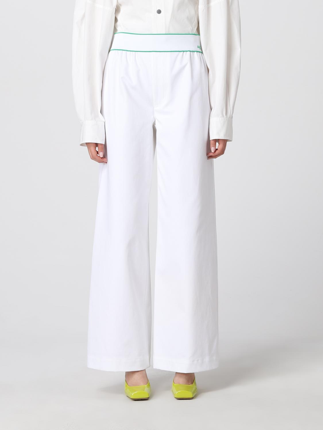 Bottega Veneta Elastic Waist Cotton Wide Legged Pants In White
