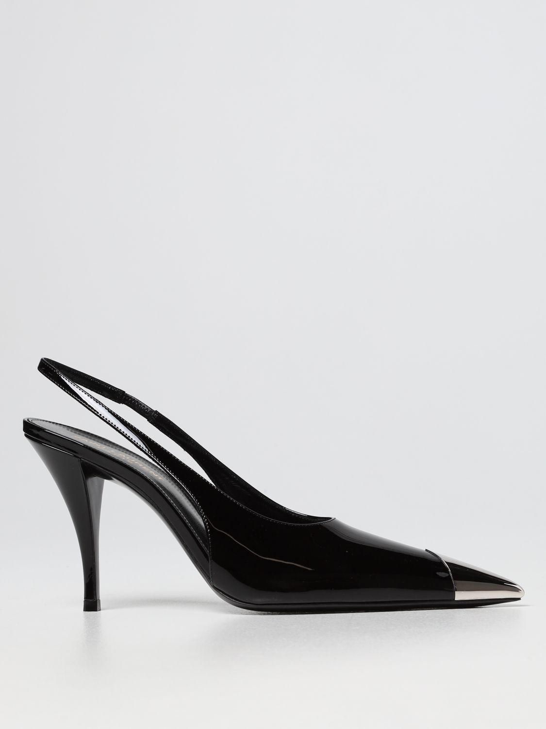 SAINT LAURENT: Maike patent leather slingbacks - Black | Saint Laurent ...