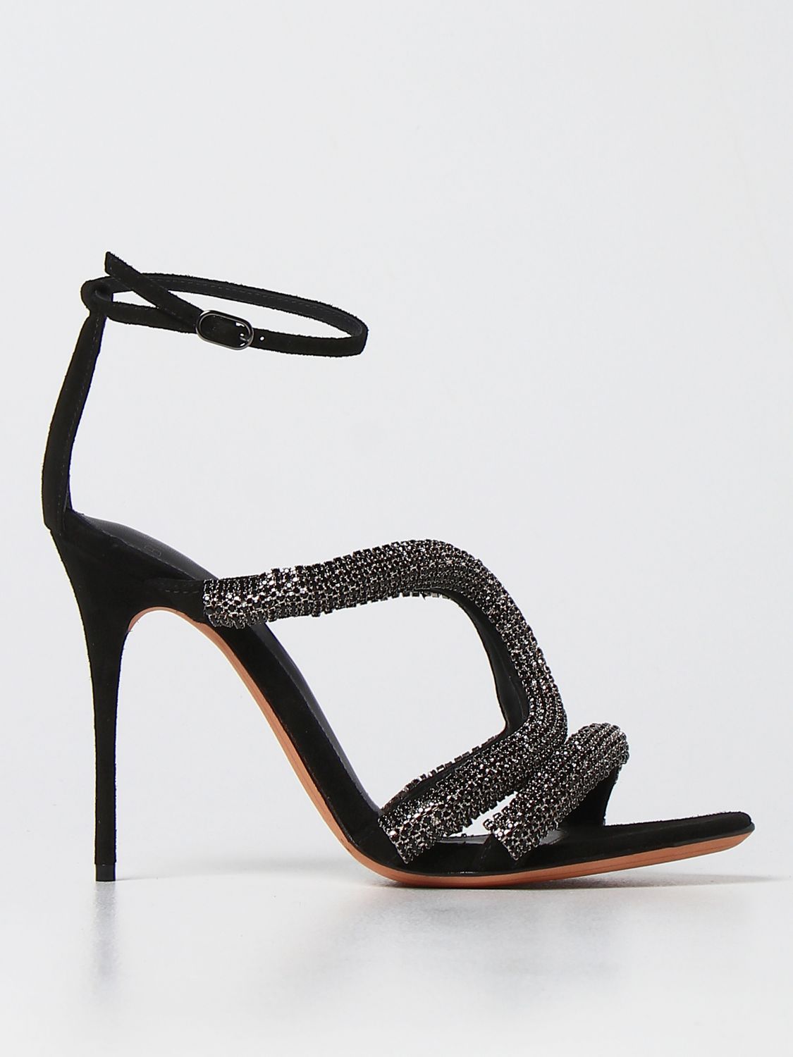 ALEXANDRE BIRMAN: heeled sandal in suede - Black | Alexandre Birman ...
