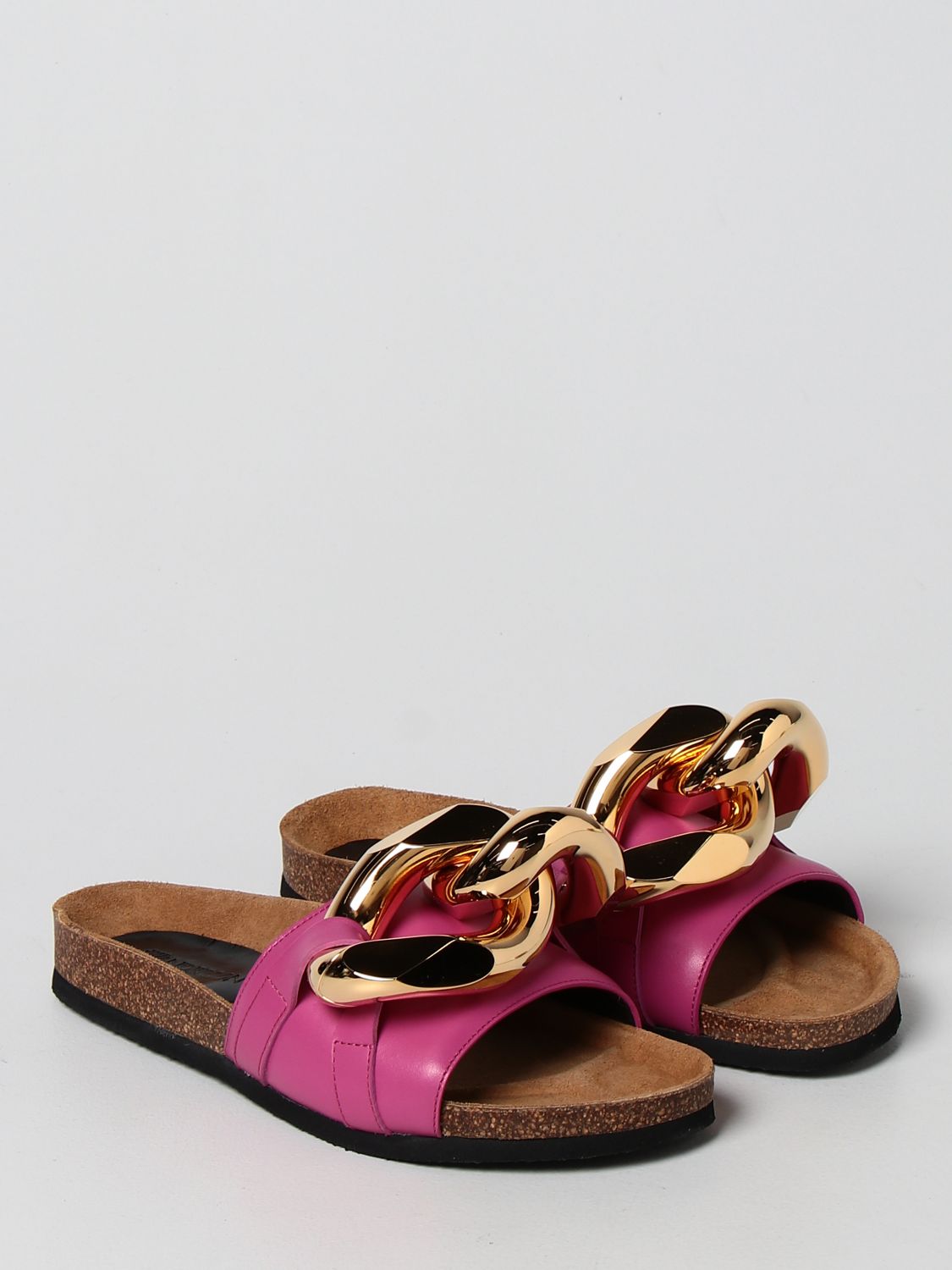 JW ANDERSON: leather sandal with chain - Fuchsia | Jw Anderson flat ...