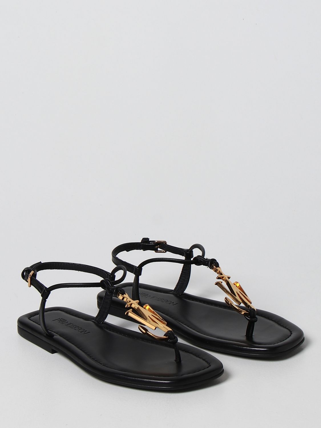 Jw Anderson Outlet: thong sandal in leather - Black | Jw Anderson flat ...