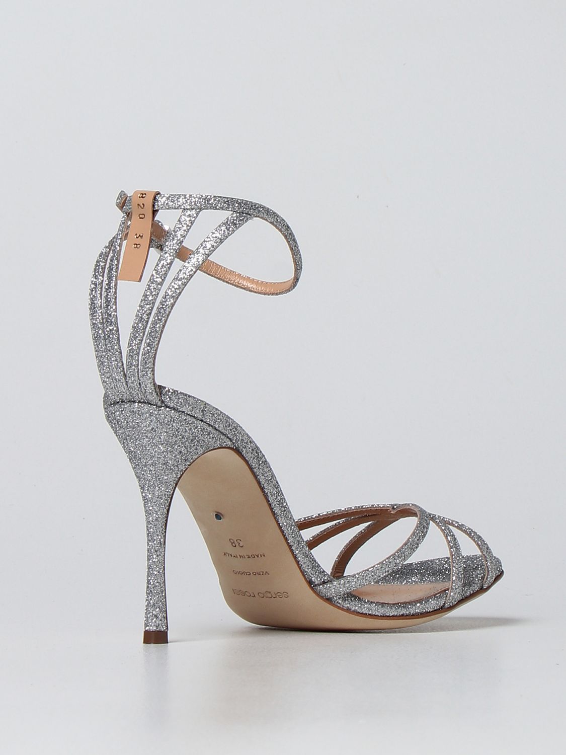 Heeled sandals Sergio Rossi: Sergio Rossi Godiva glitter heeled sandals silver 3