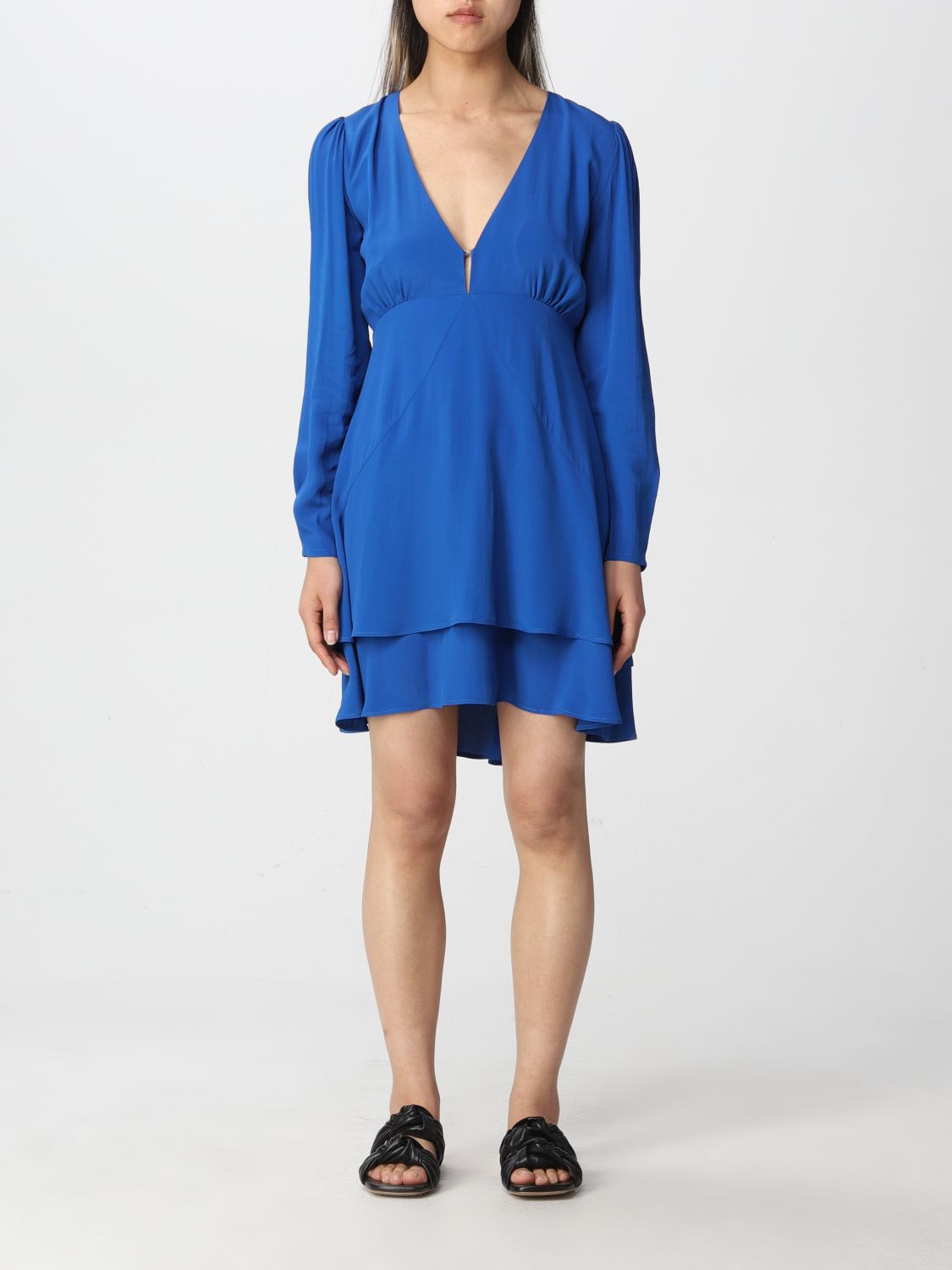 LIU JO: short dress with flounces - Gnawed Blue | Liu Jo dress ...