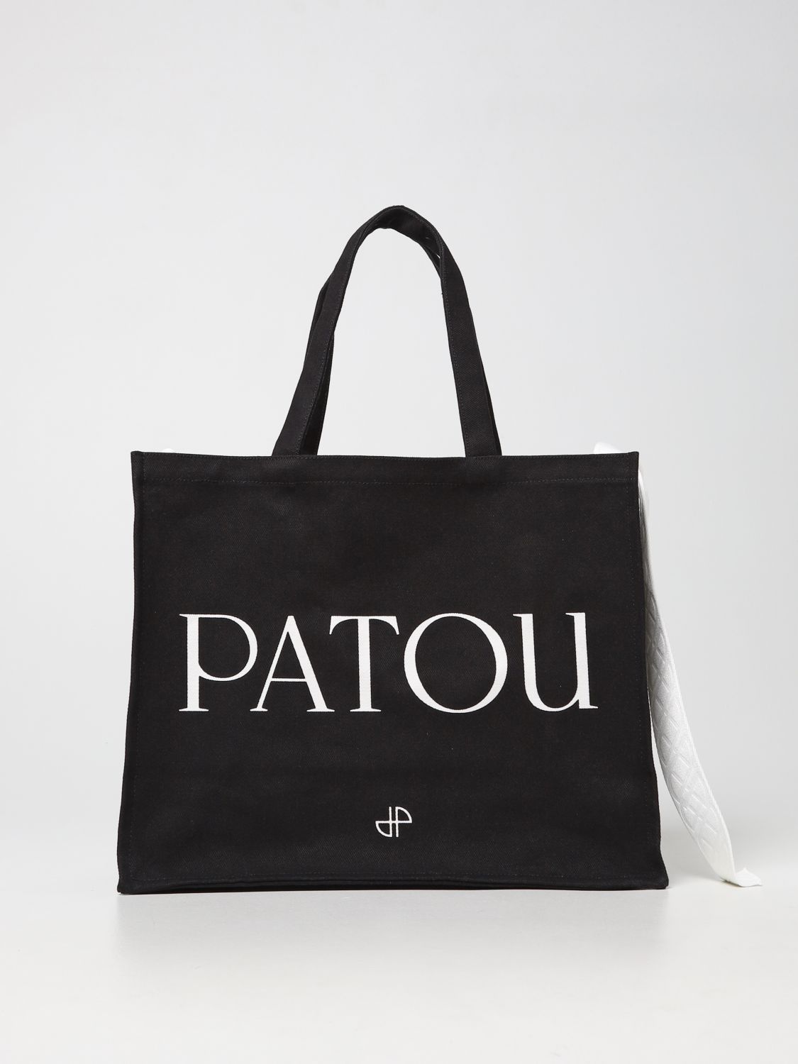 PATOU: tote bag in canvas with logo - Black | Patou tote bags AC0240076 ...
