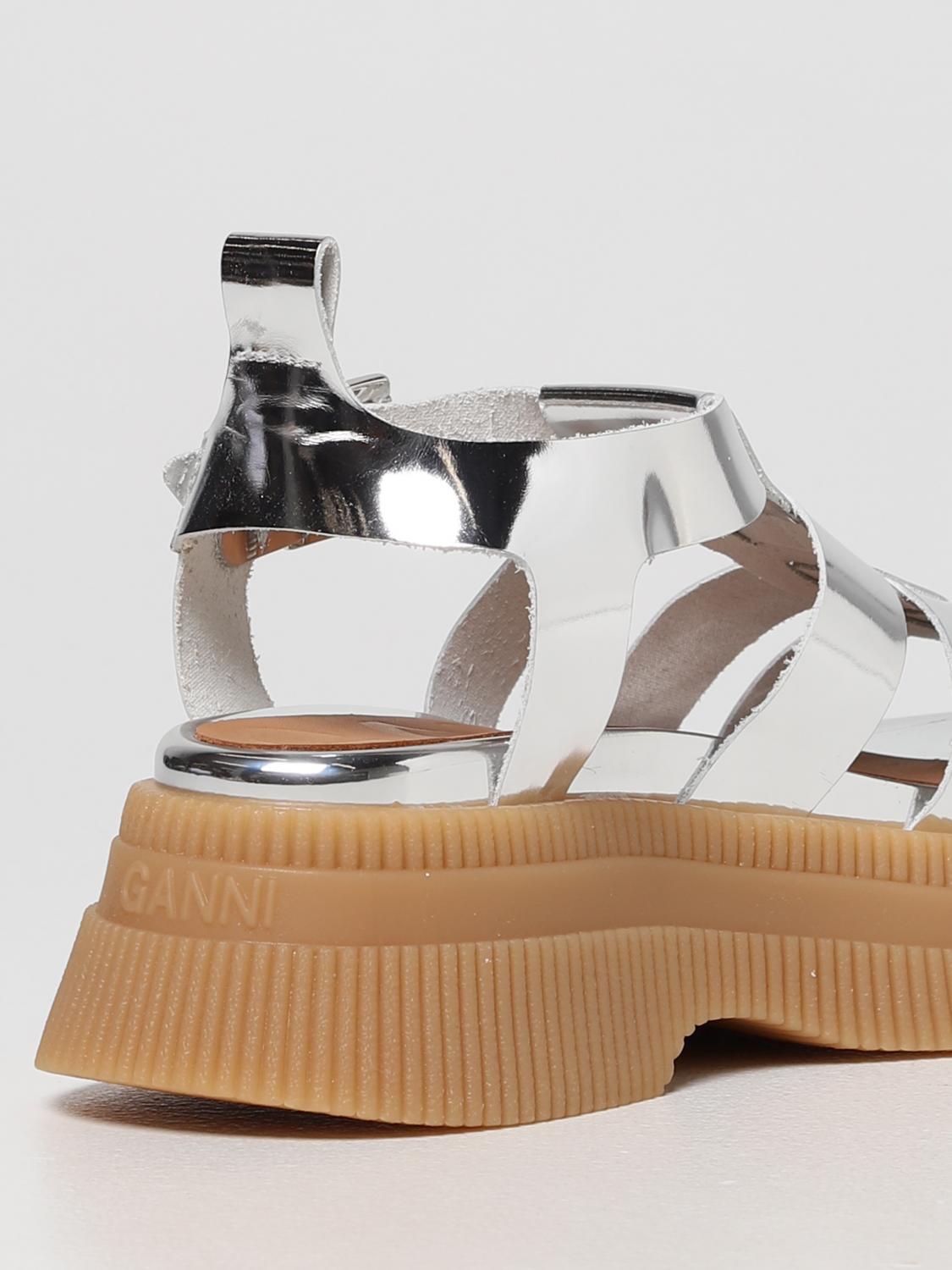 GANNI: Sandalias planas mujer - Plata | Sandalias De Tacón Ganni S1806  GIGLIO.COM