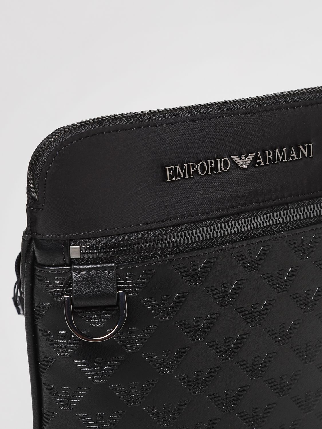 EMPORIO ARMANI: flat shoulder bag in recycled nylon - Black  Emporio Armani  shoulder bag Y4M185Y217J online at