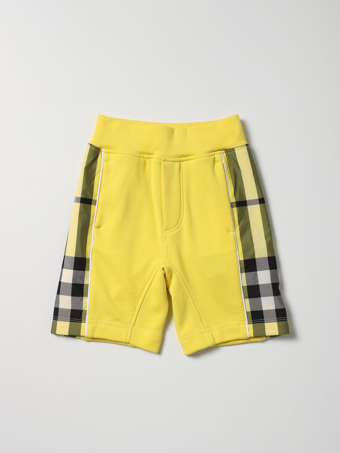 Pantaloncino Burberry: Pantaloncino Burberry con bande check giallo 1