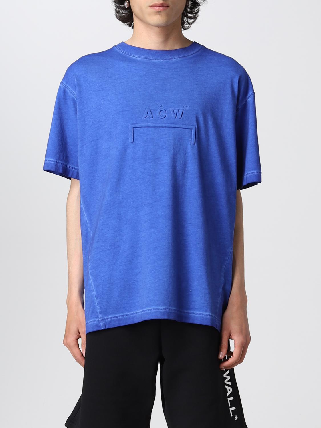 A-cold-wall* Knitted Dissolve Dye T-shirt Pistacho Dyed Cotton T-shirt With Embossed Logo In Cobalt