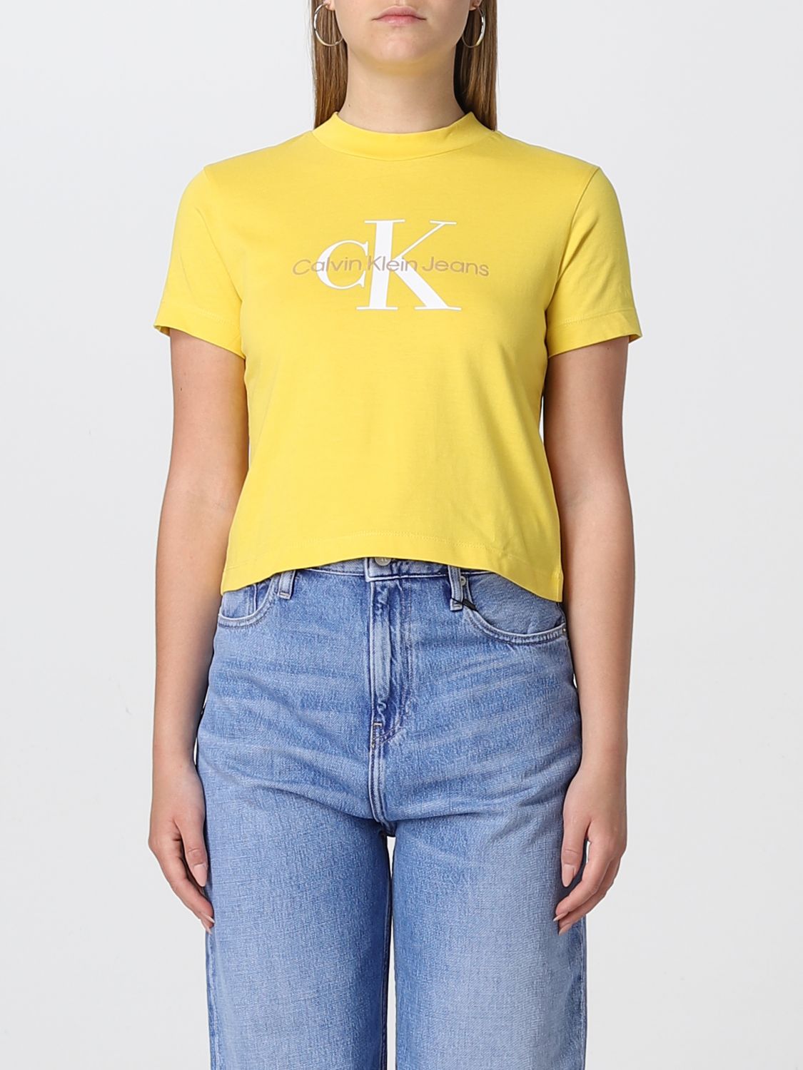 CALVIN KLEIN JEANS: t-shirt for woman - Yellow | Calvin Klein Jeans t-shirt  J20J218852 online on 