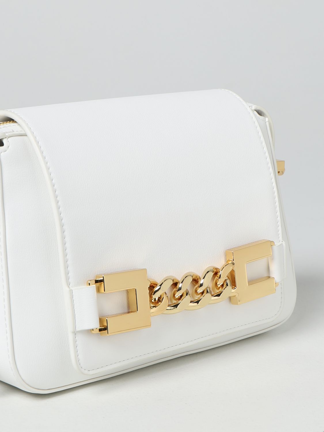 ELISABETTA FRANCHI: shoulder bag in synthetic leather - Ivory ...