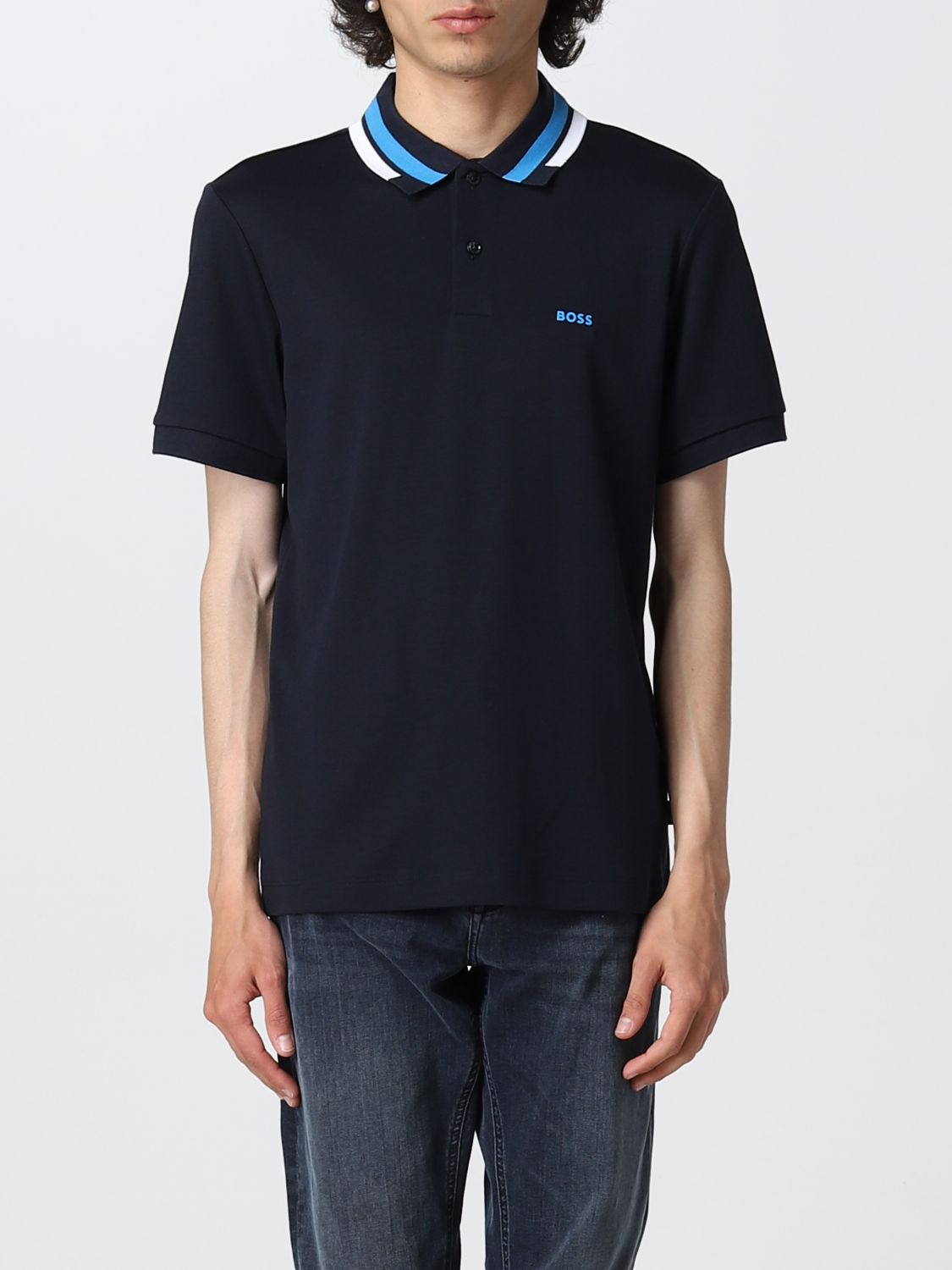 BOSS: polo shirt for man - Blue | Boss polo shirt 50472013 online on ...