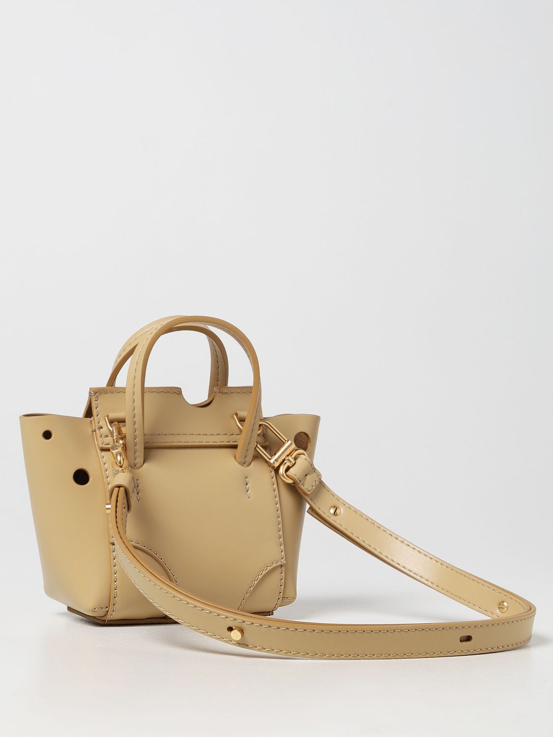 OFF-WHITE: Burrow Tote 16 bag in leather - Camel  Off-White handbag  OWNA178S22LEA001 online at