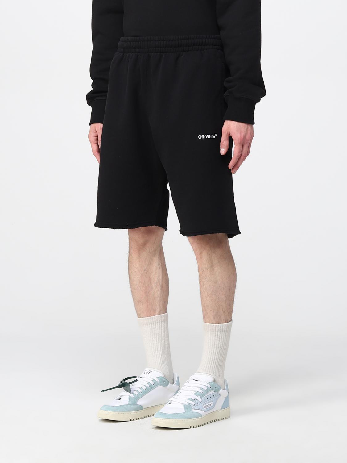 OFF-WHITE: shorts with diagonal print - Black | Short Off-White ...