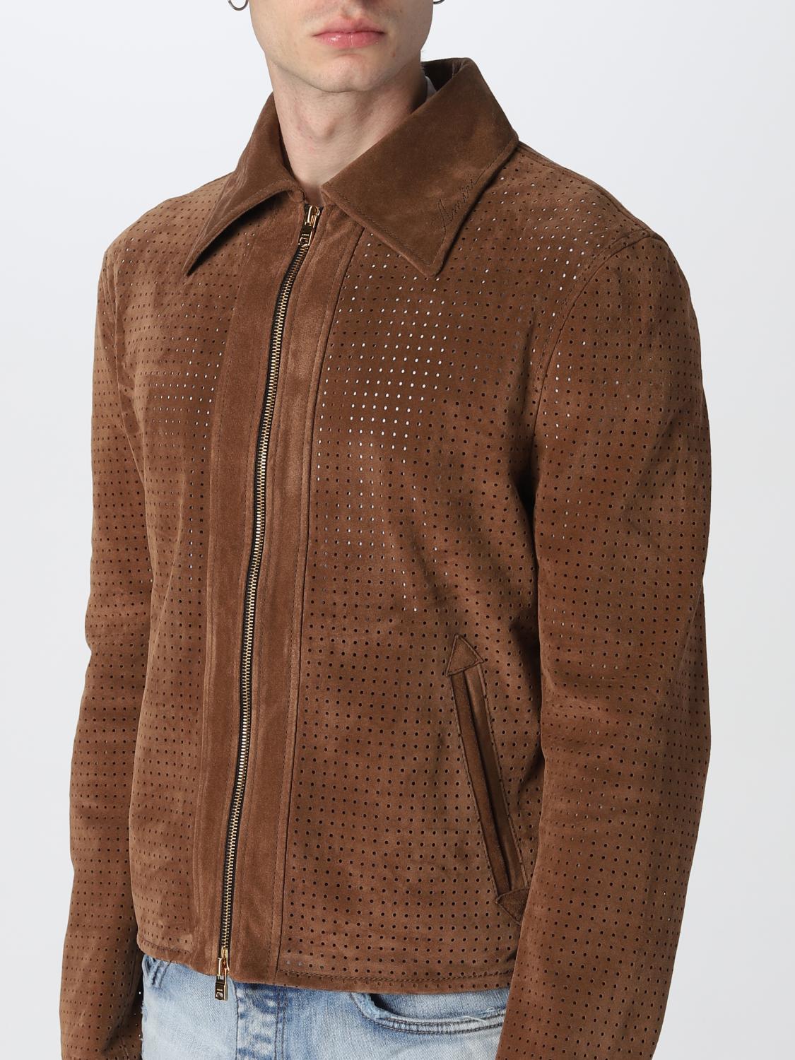 AMIRI: Giacca in suede traforato - Marrone | Giacca Amiri SS22MLJ010  GIGLIO.COM