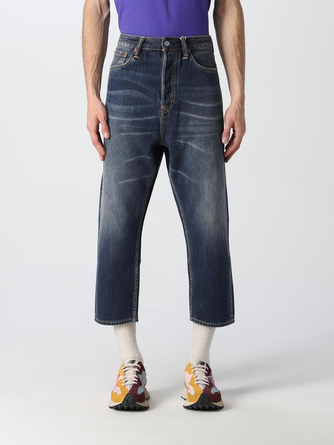 EVISU cropped jeans in washed denim Blue Evisu jeans