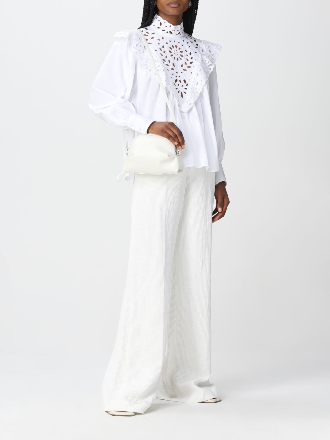 Top Chloé: Chloé cotton and Sangallo lace blouse white 2