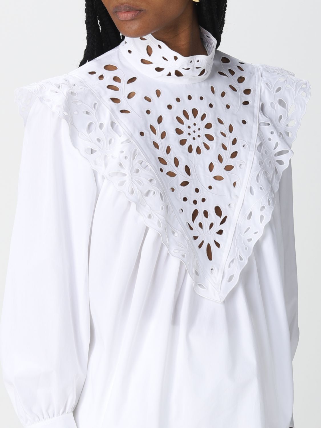 Top Chloé: Chloé cotton and Sangallo lace blouse white 5
