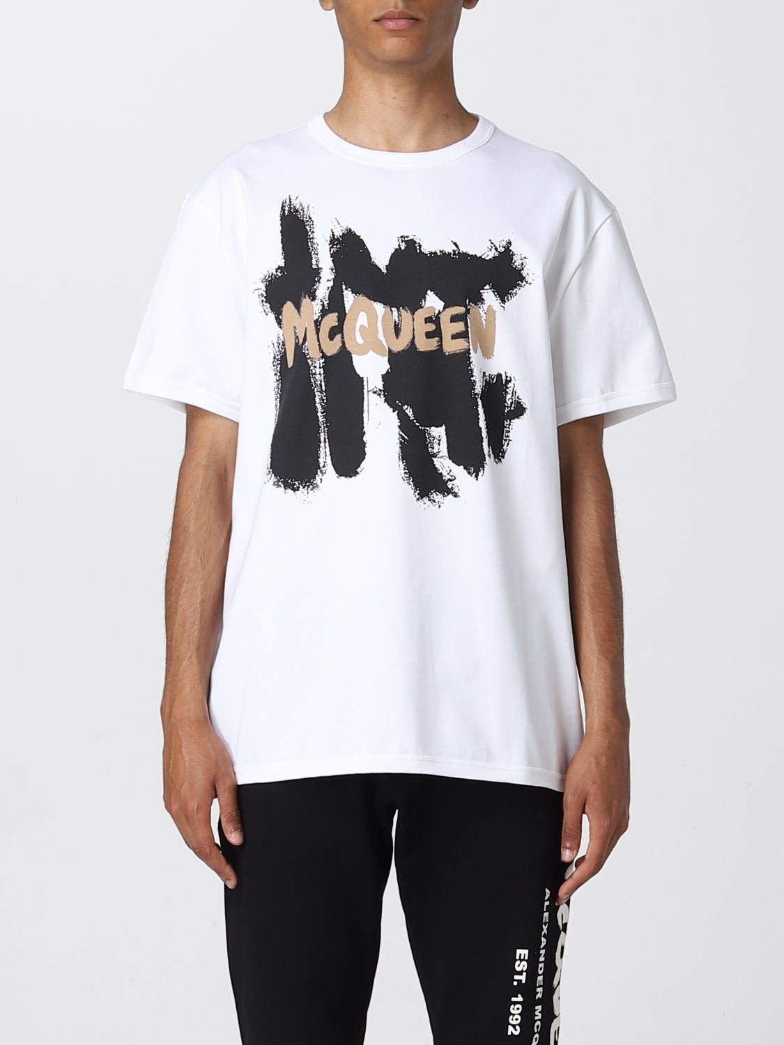 ALEXANDER MCQUEEN: t-shirt with maxi logo - White | Alexander Mcqueen t ...