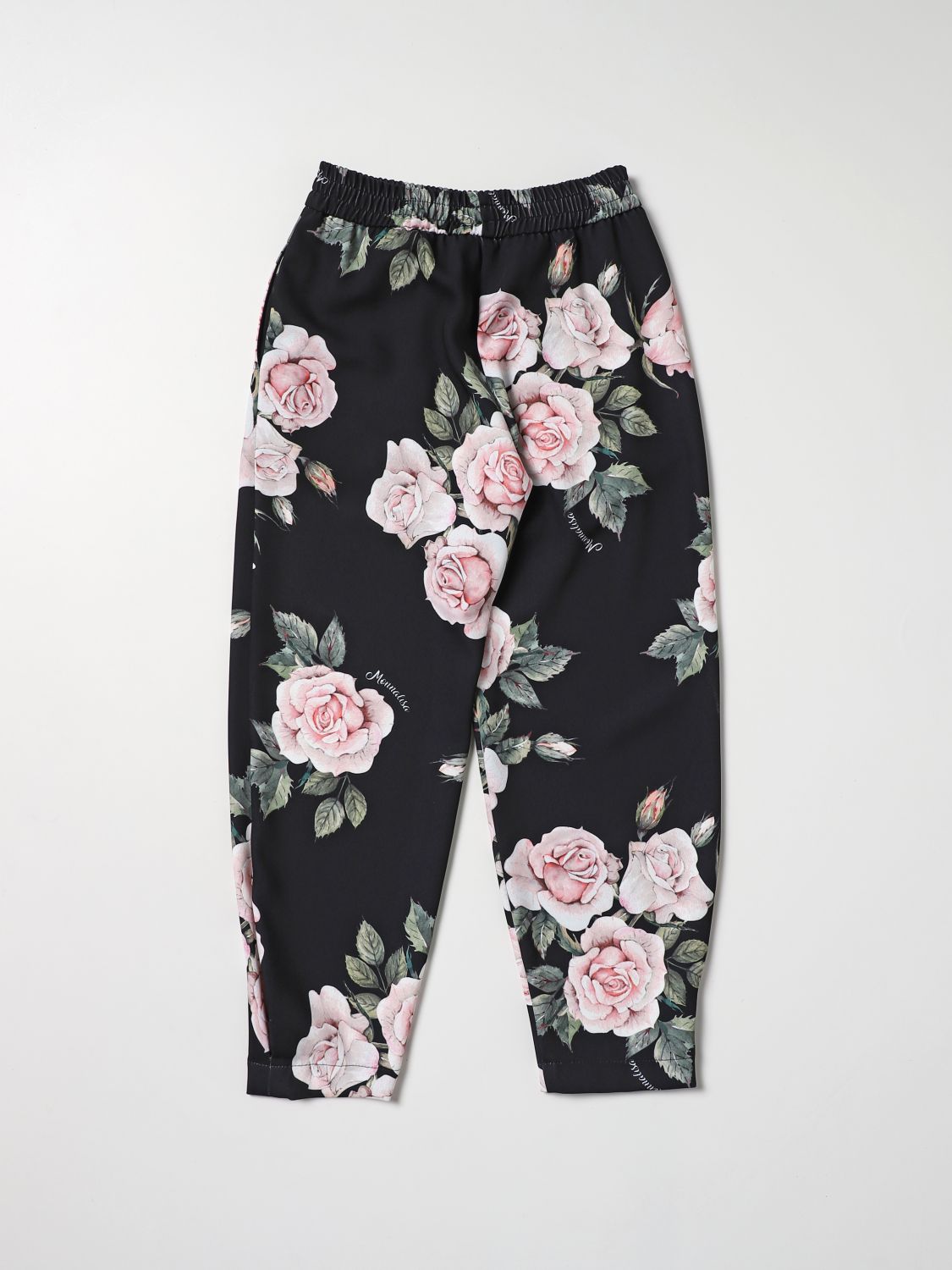 Pantalone Monnalisa: Pantalone Monnalisa con stampa floreale nero 2